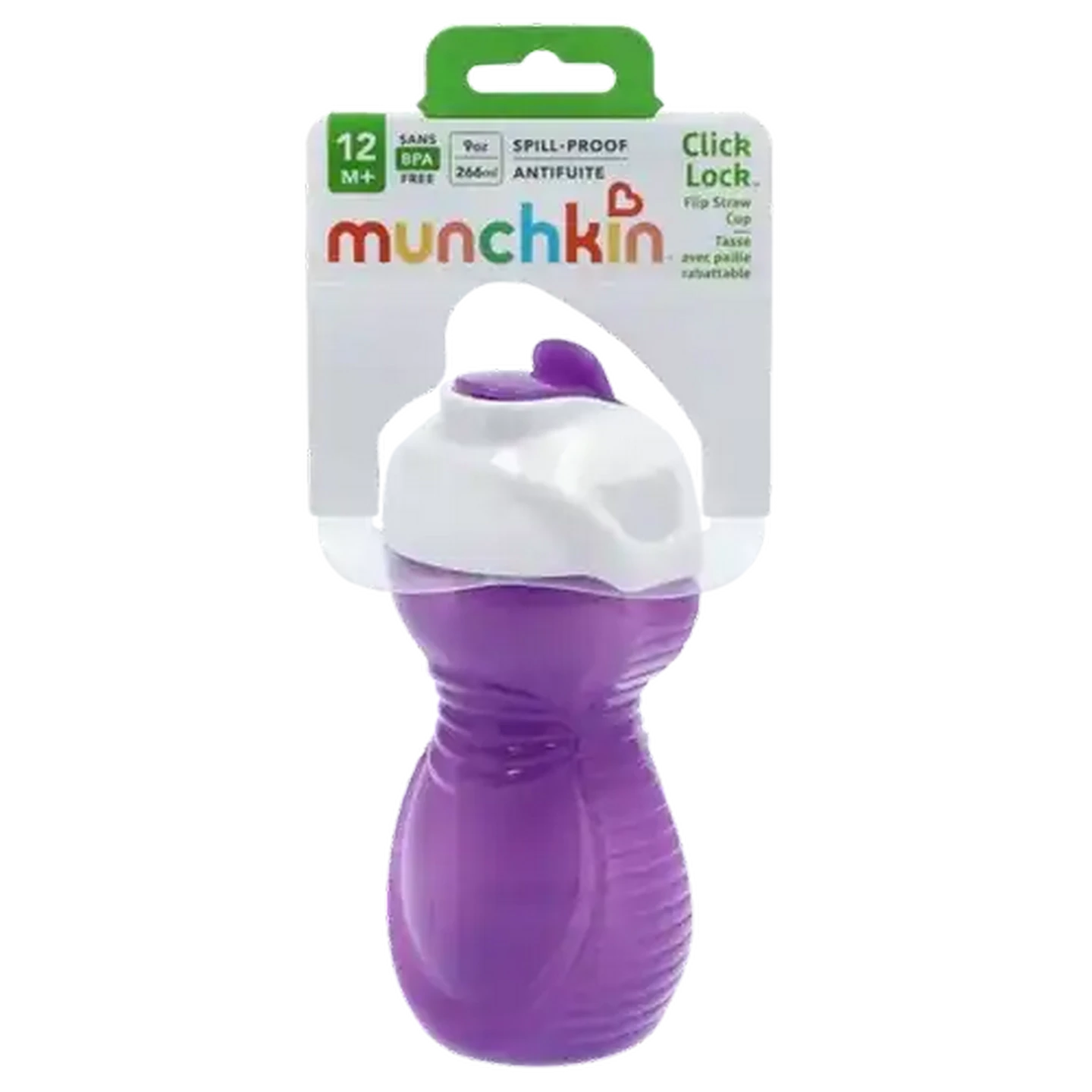 Image of Munchkin Purple Flip Straw Cup 12 Months + (Colour May Vary)
