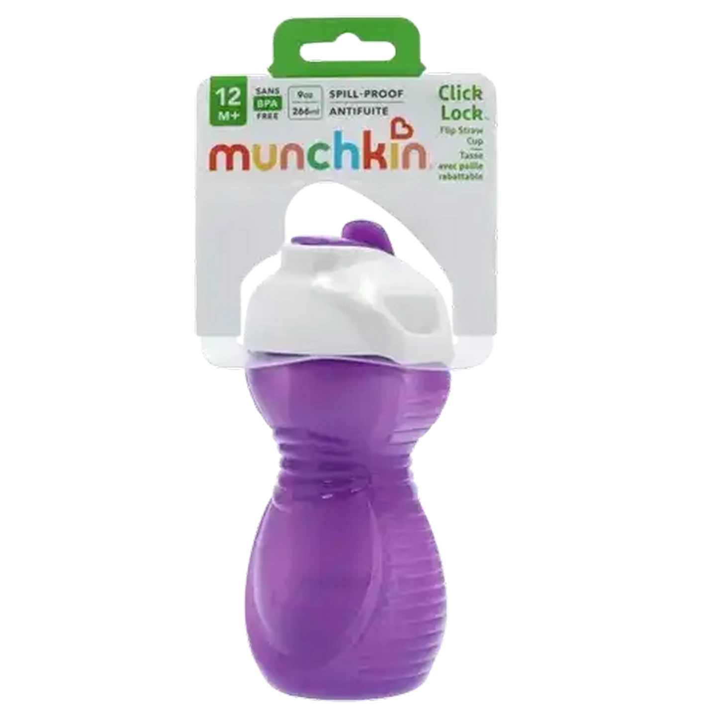 Image of Munchkin Purple Flip Straw Cup 12 Months + (Colour May Vary)