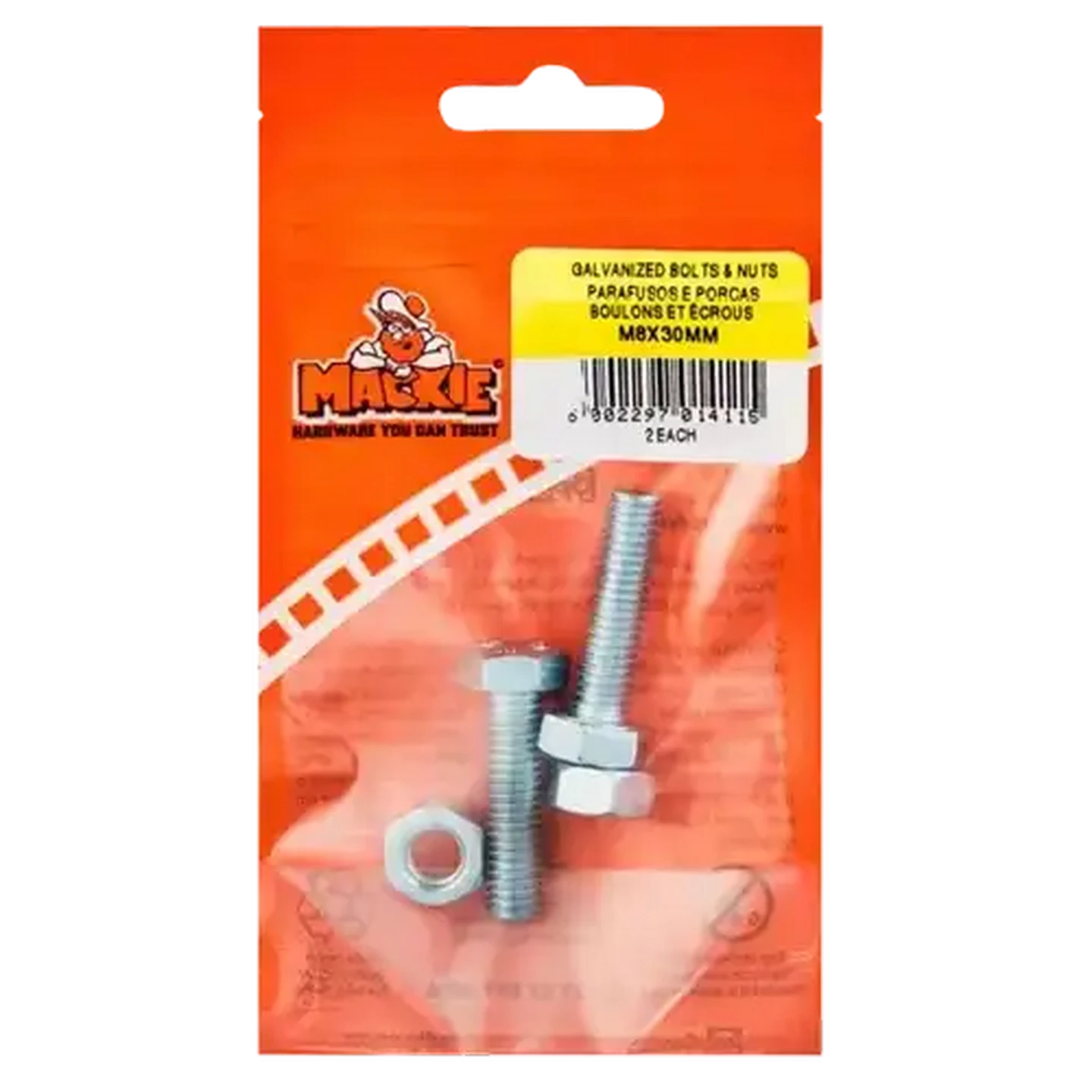Image of Mackie Bolt & Nut M8 x 30mm 2 Piece