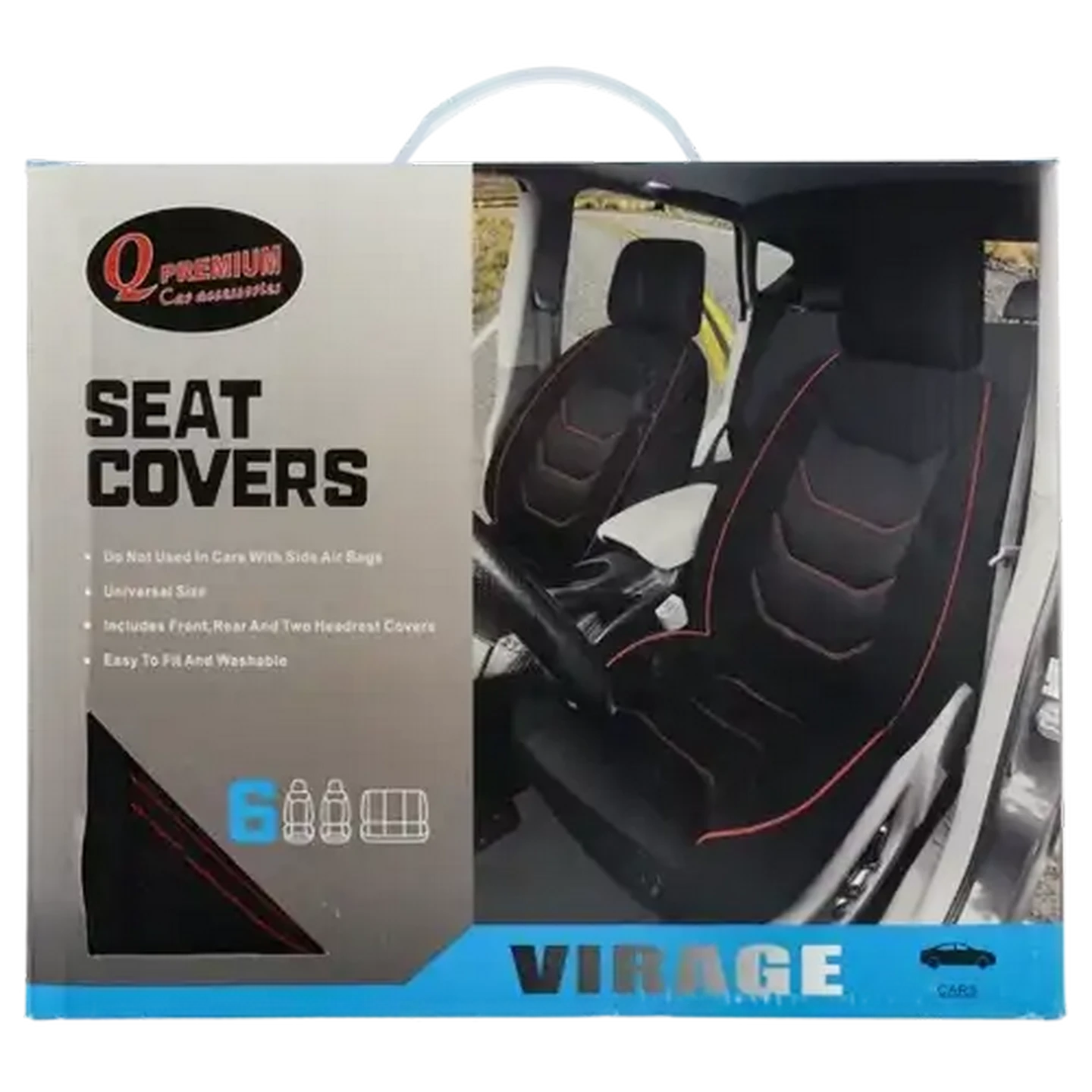 Image of Q Premium Virage Car Seat Cover Set 6 Piece