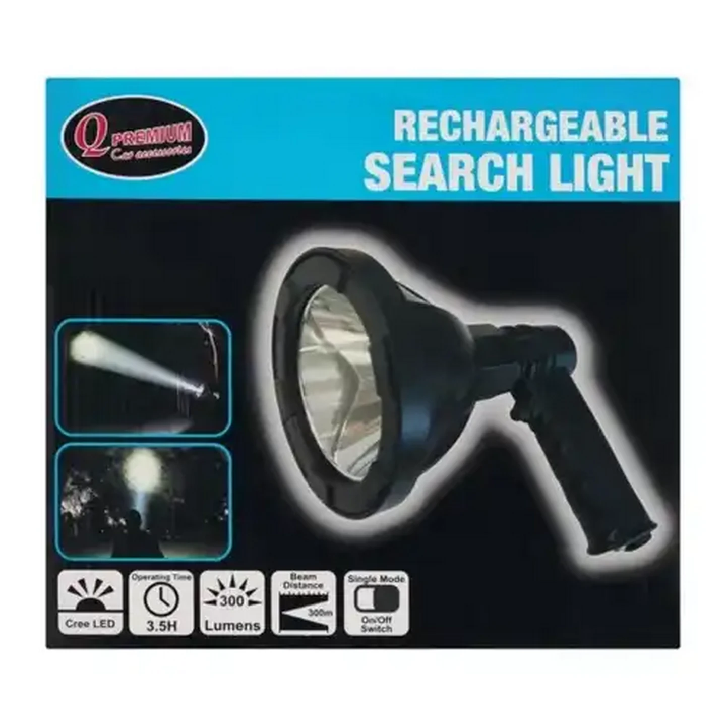 Image of Q Premium Black Rechargeable Search Light