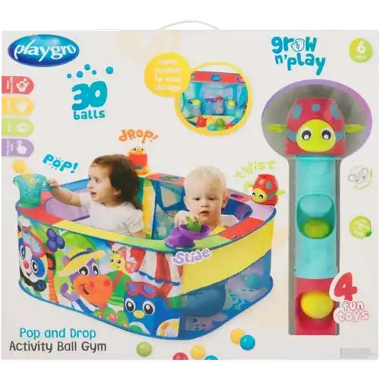 Image of Playgro Grow 'n Play Pop & Drop Activity Ball Gym