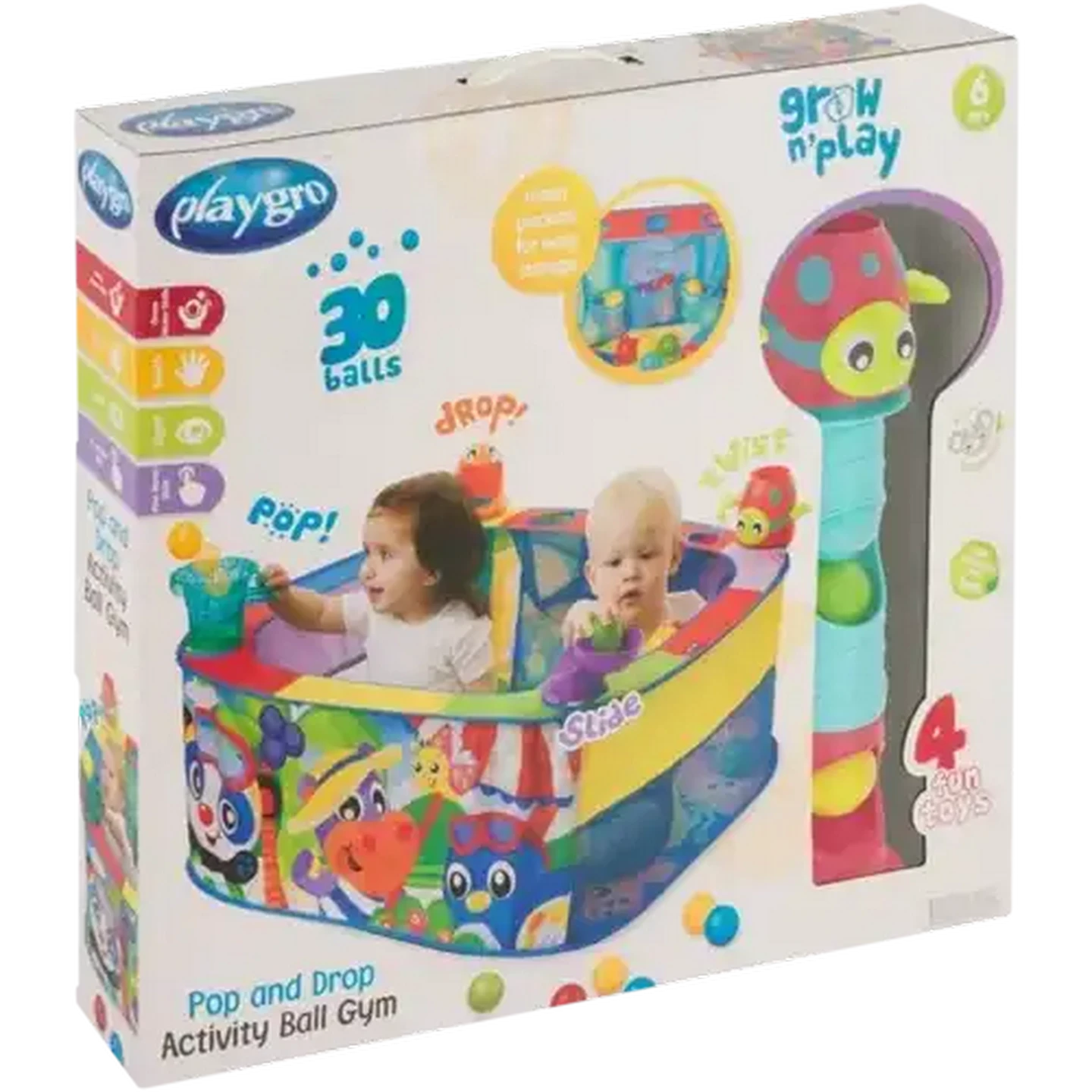 Image of Playgro Grow 'n Play Pop & Drop Activity Ball Gym