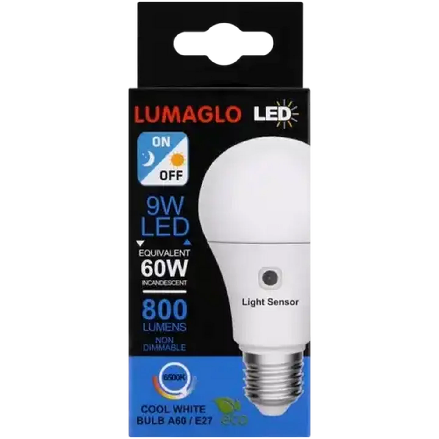 Image of Lumaglo Cool White A60/E27 Energy Saving Light Sensor LED Screw-in Globe 9W