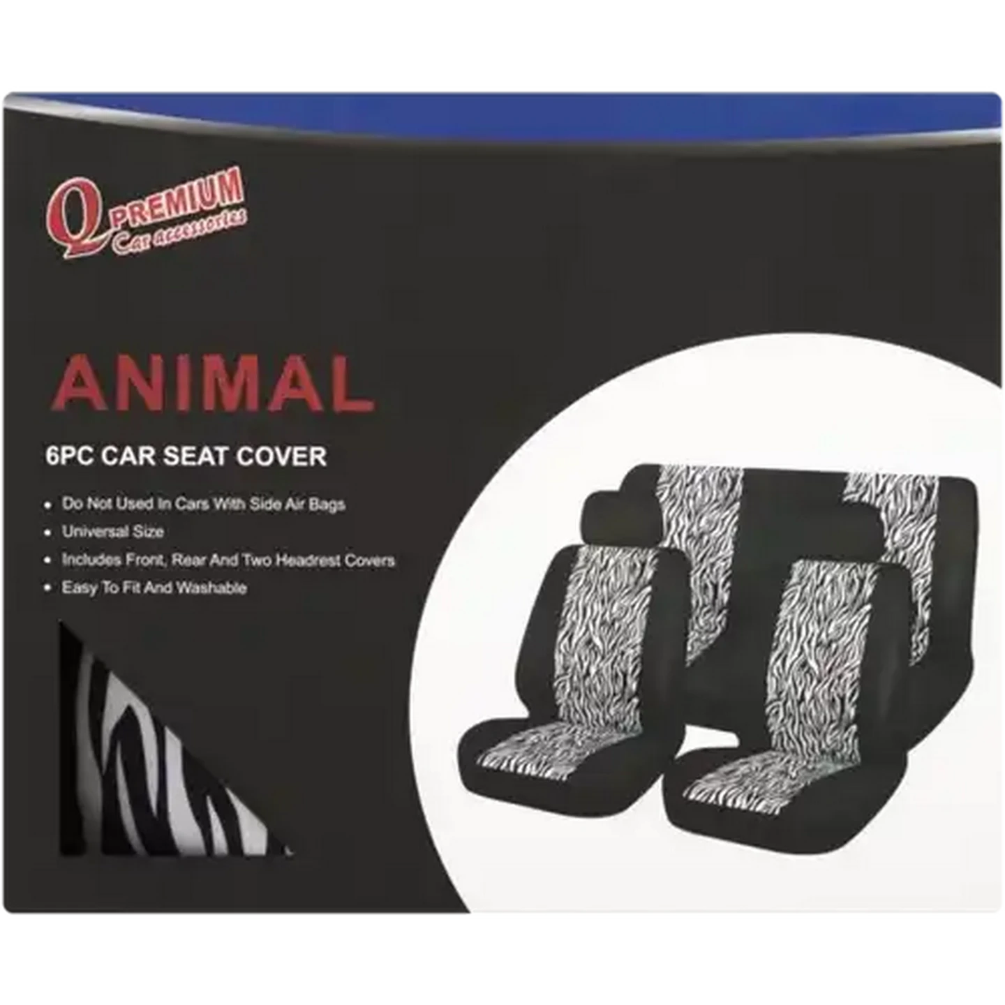 Image of Q Premium Animal Car Seat Covers 6 Piece (Colour May Vary)