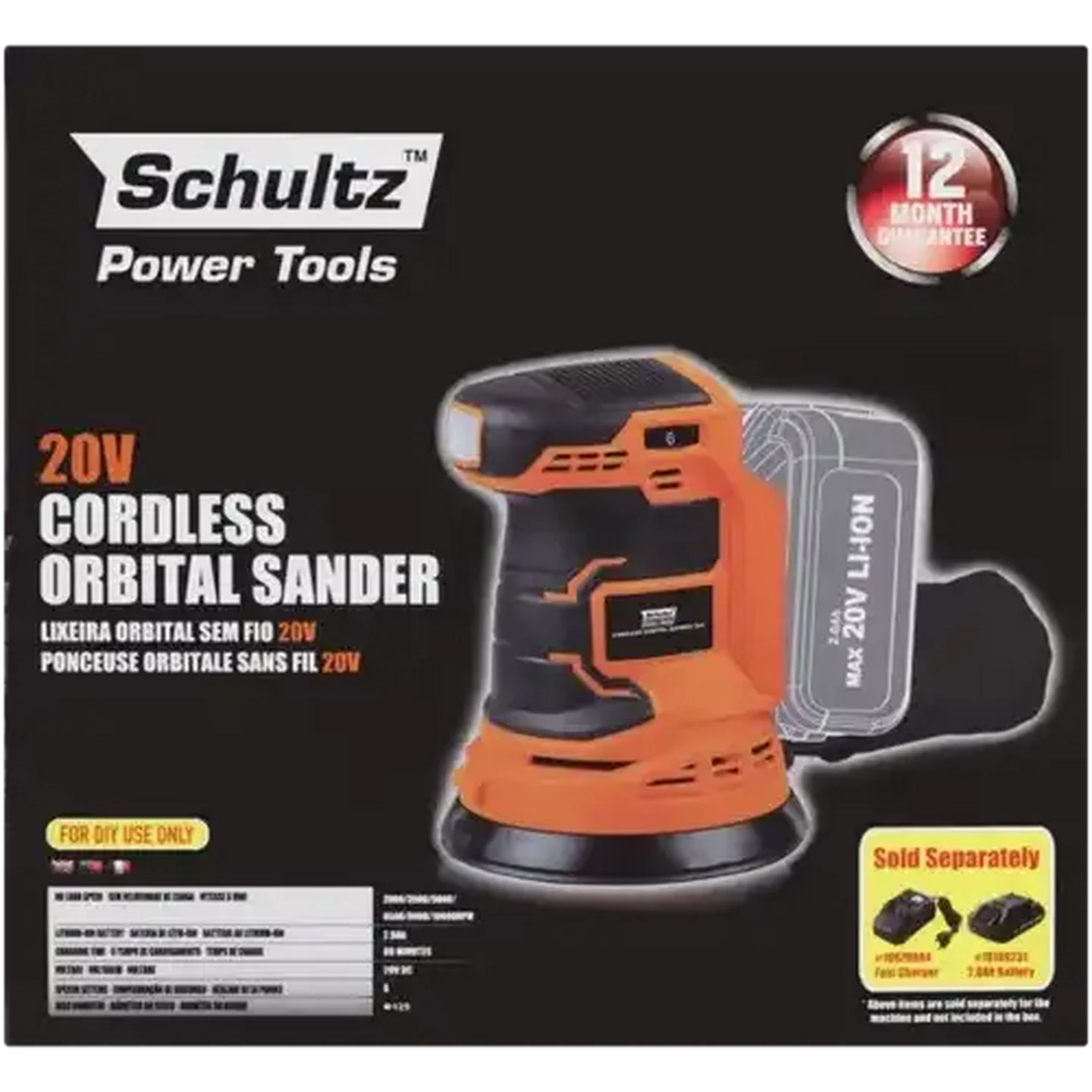 Image of Schultz Power Tools Cordless Orbital Sander 20V