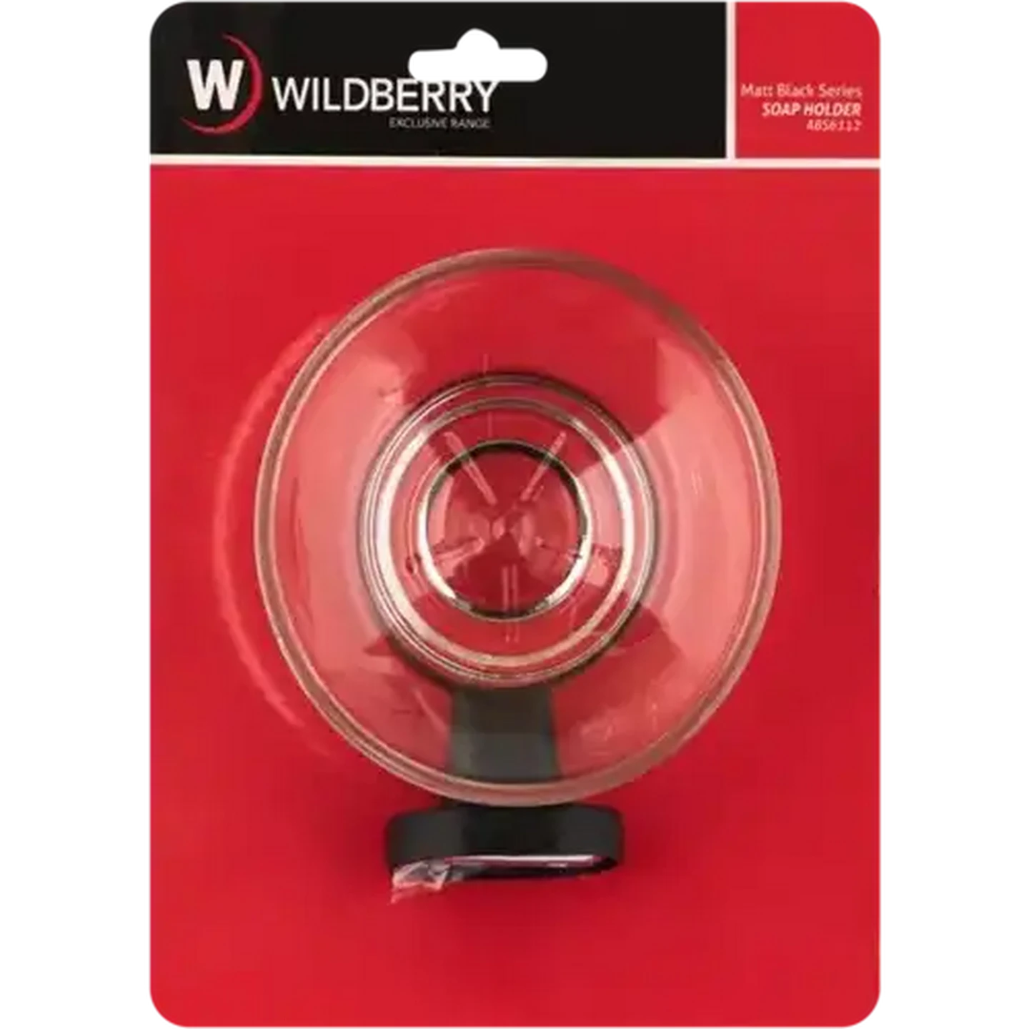 Image of Wildberry Matt Black Series Glass Soap Dish With Holder Set 2 Piece