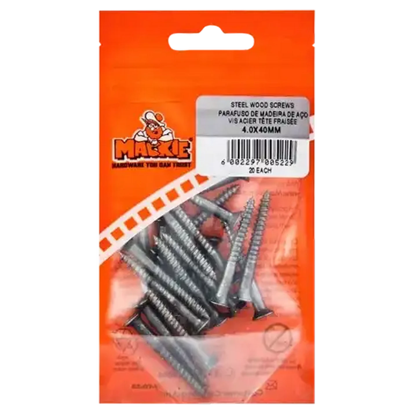 Image of Mackie Steel Wood Screw 4.0 x 40mm 20-Pack