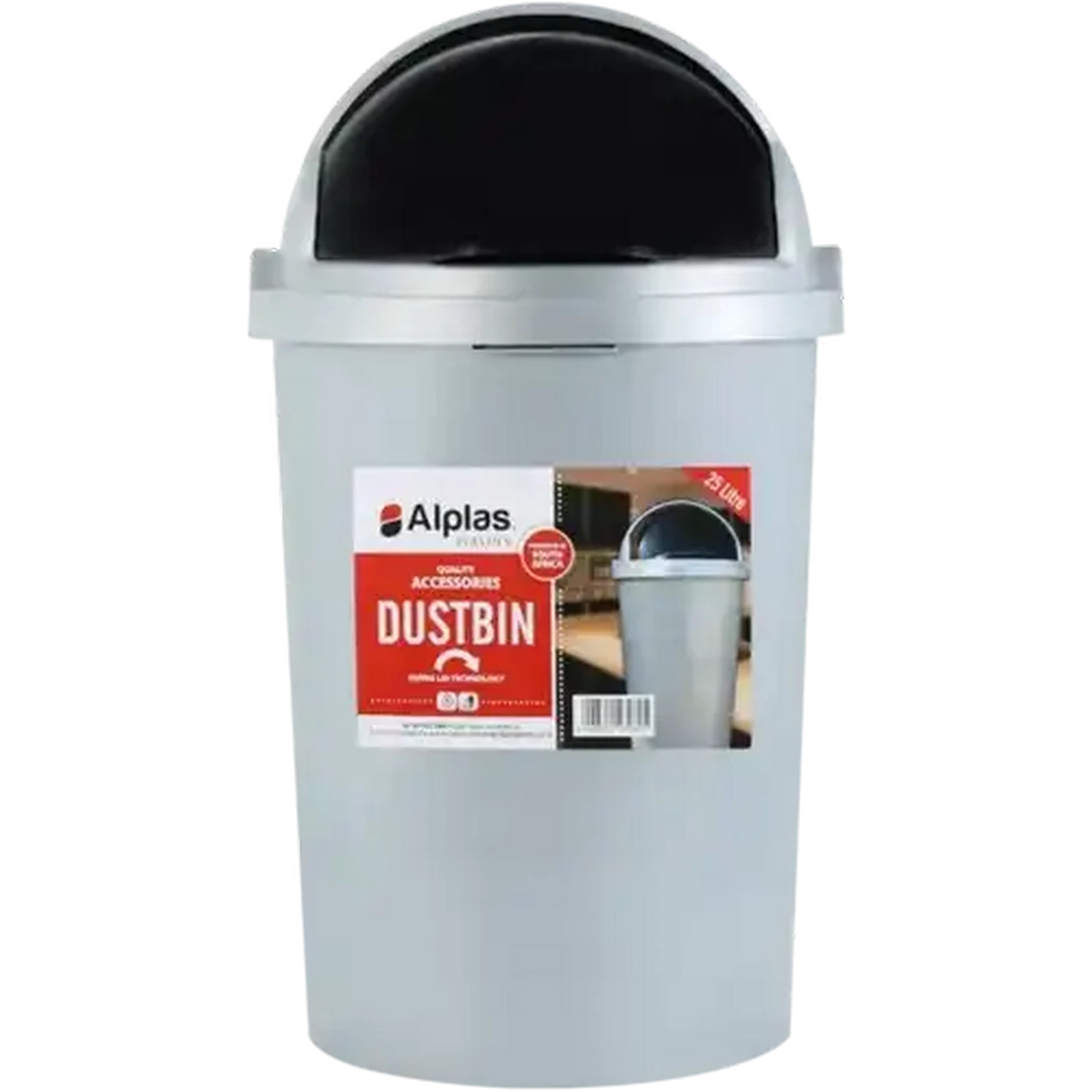 Image of Alplas Plastics Grey Plastic Dustbin 25L