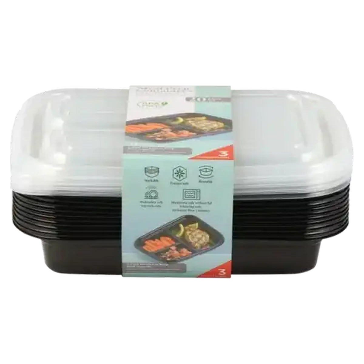 Checkers Sixty60 | Black Plastic 3-Division Meal Prep Container