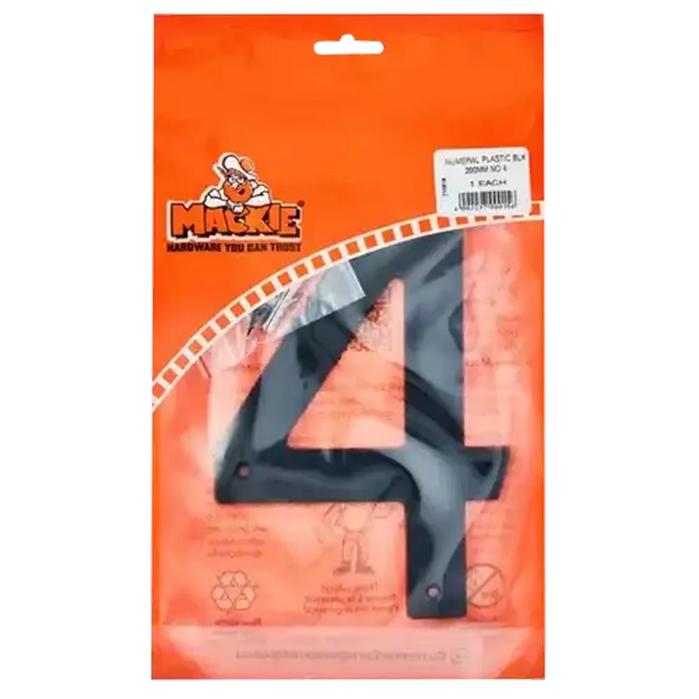 Image of Mackie Black No. 4 Plastic Number 200mm