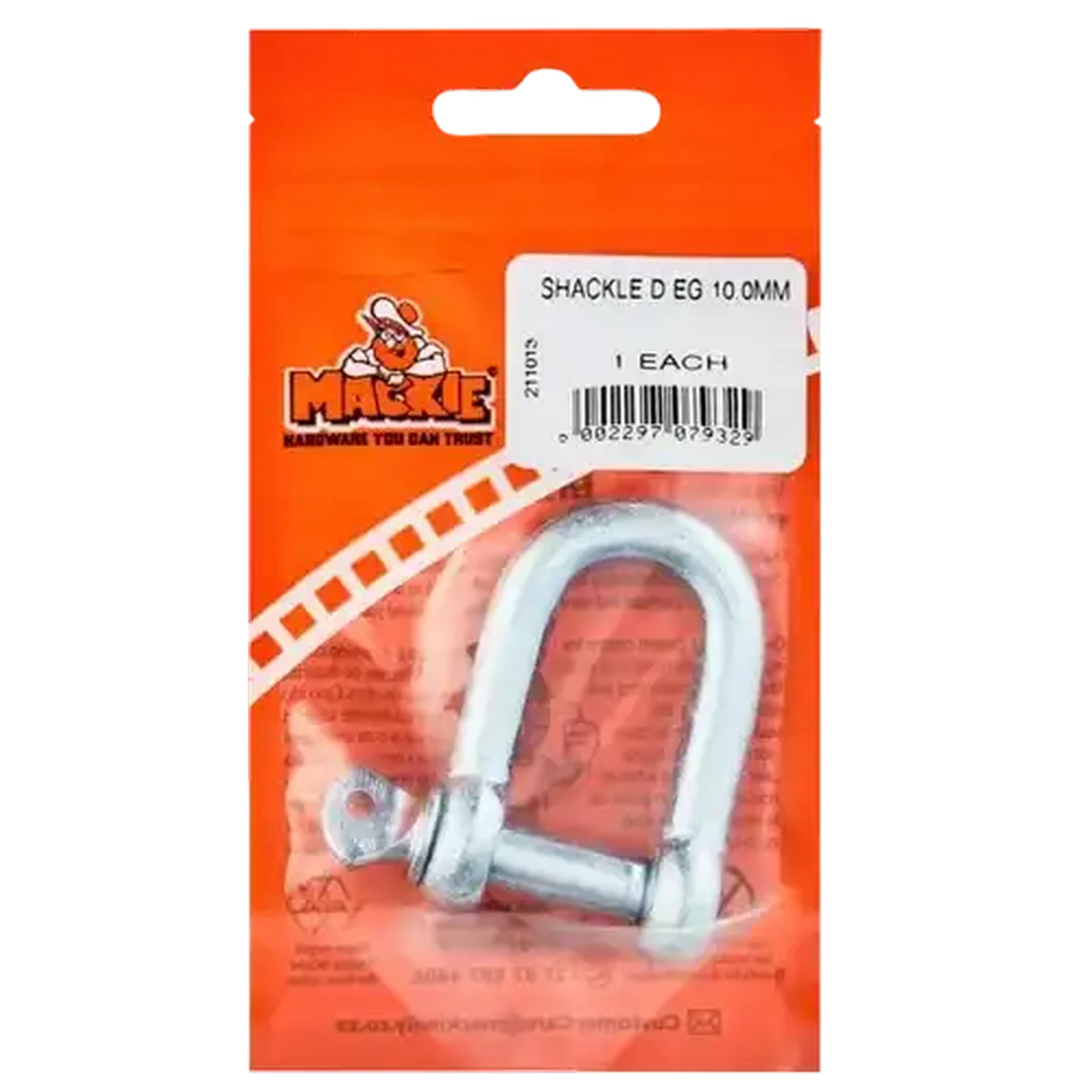 Image of Mackie Mild Steel D Shackle 10mm 1 Piece