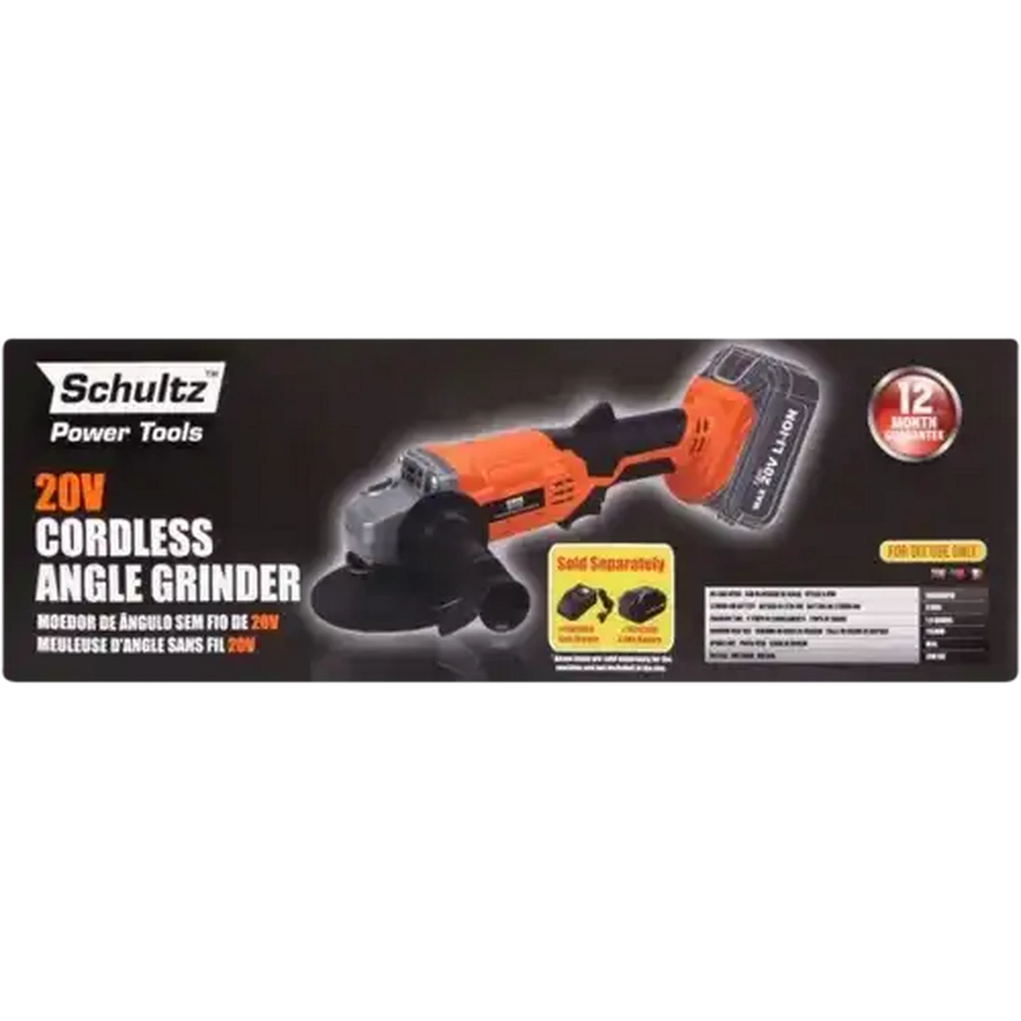 Image of Schultz Power Tools Cordless Angle Grinder 20V