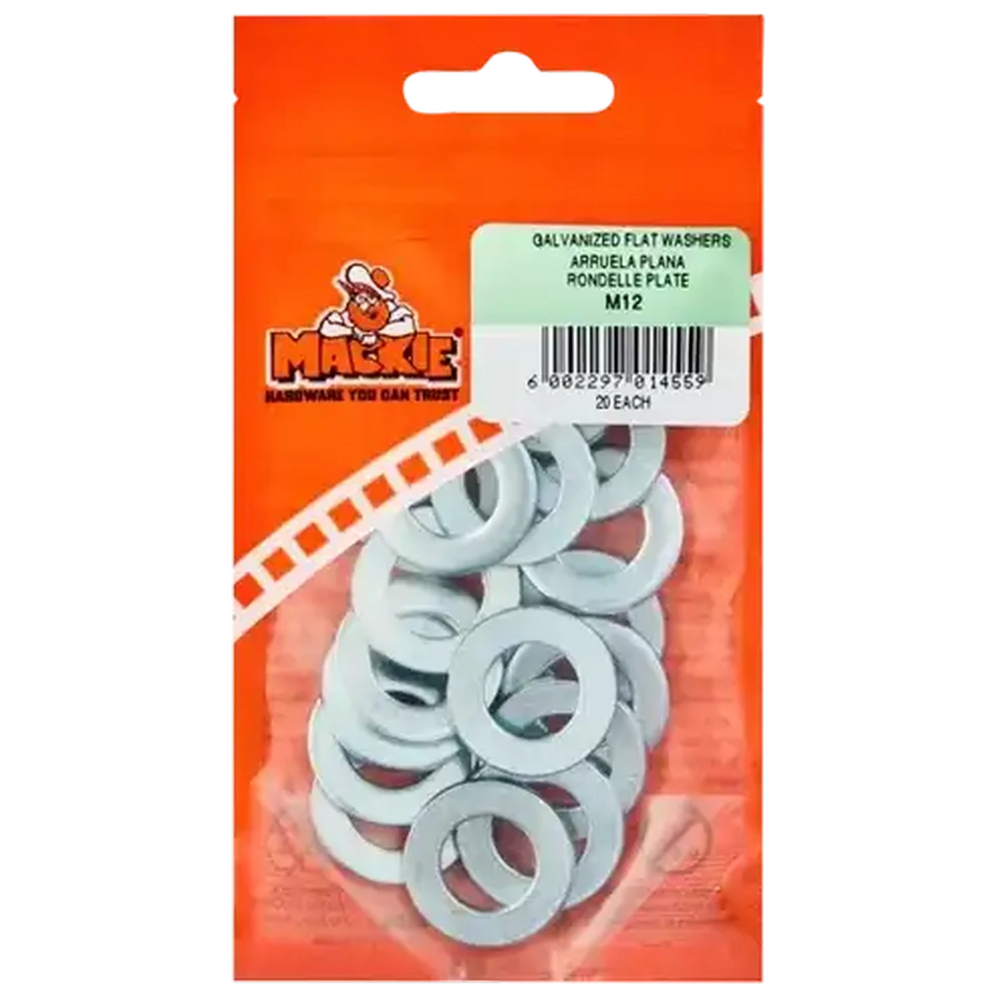 Image of Mackie Mild Steel Flat Washer M12 20 Piece