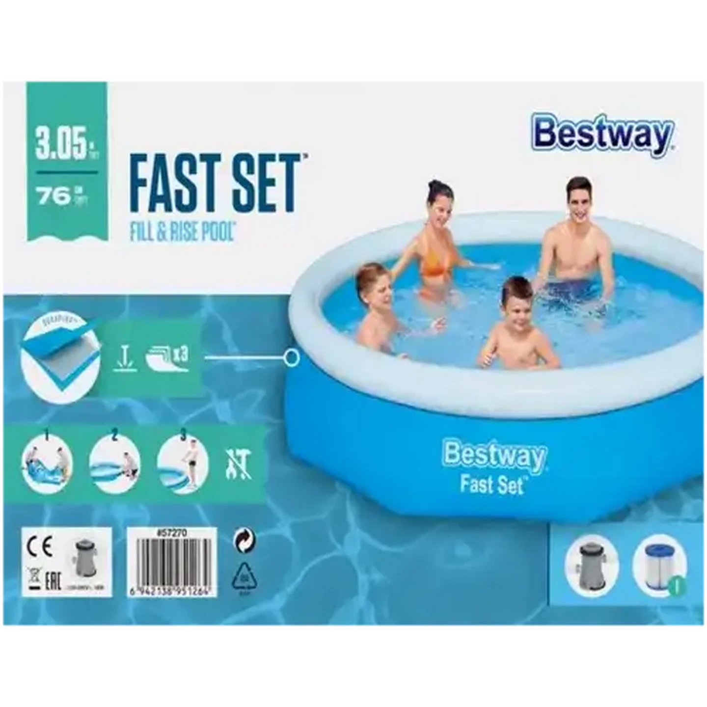 Image of Bestway Fast Set Fill & Rise Pool 3.05m