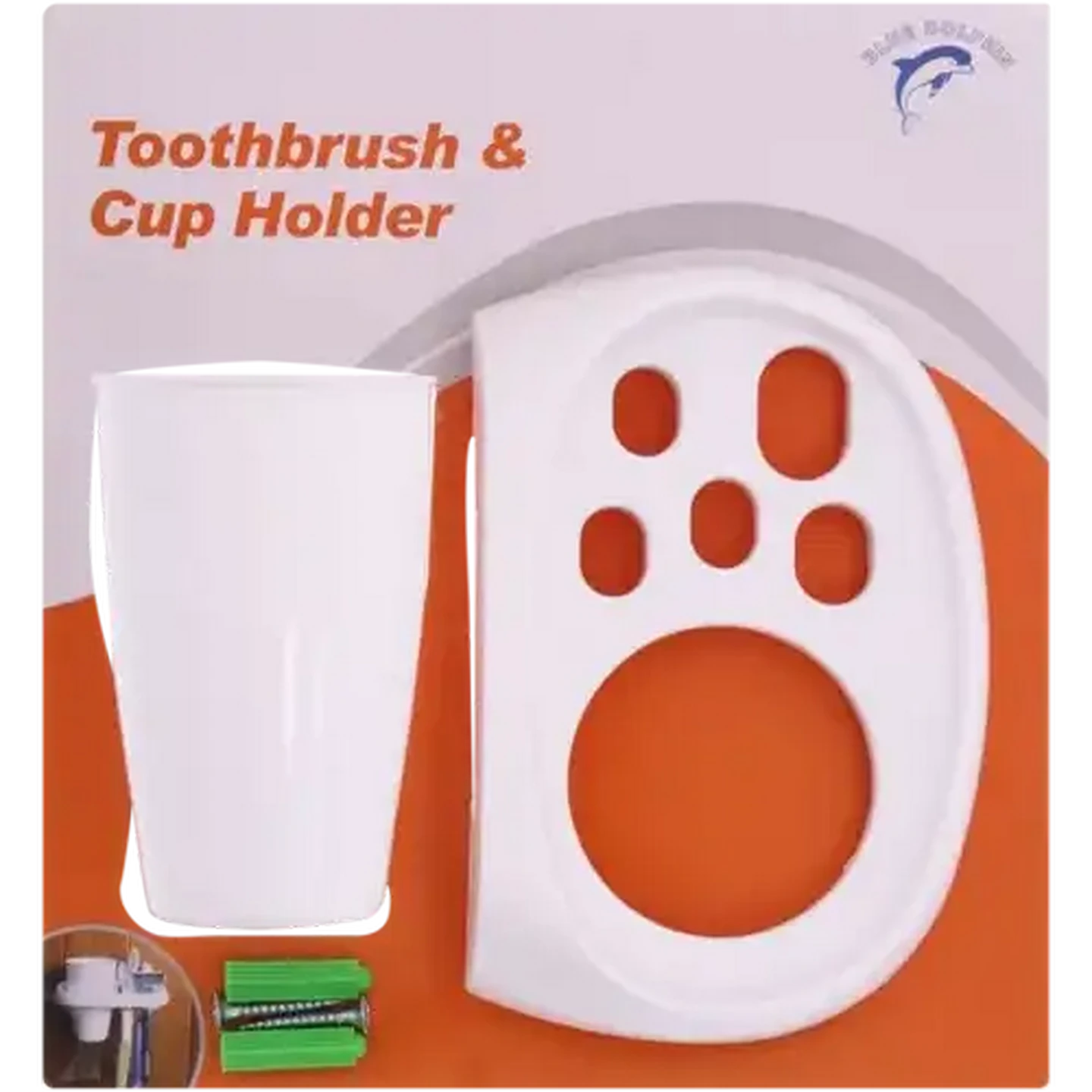 Image of Blue Dolphin White Toothbrush & Cup Holder With Cup