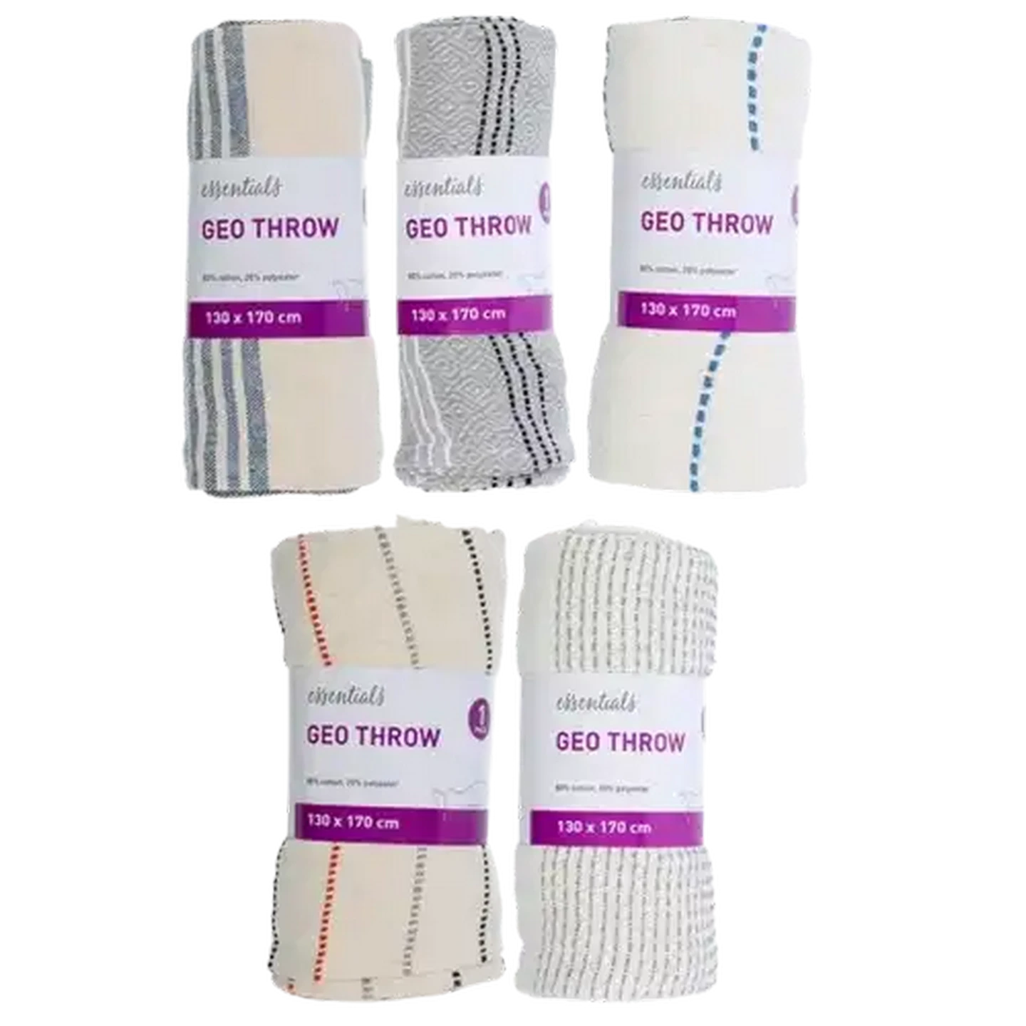 Image of Essentials Patterned Throw 130 x 170cm (Colour May Vary)