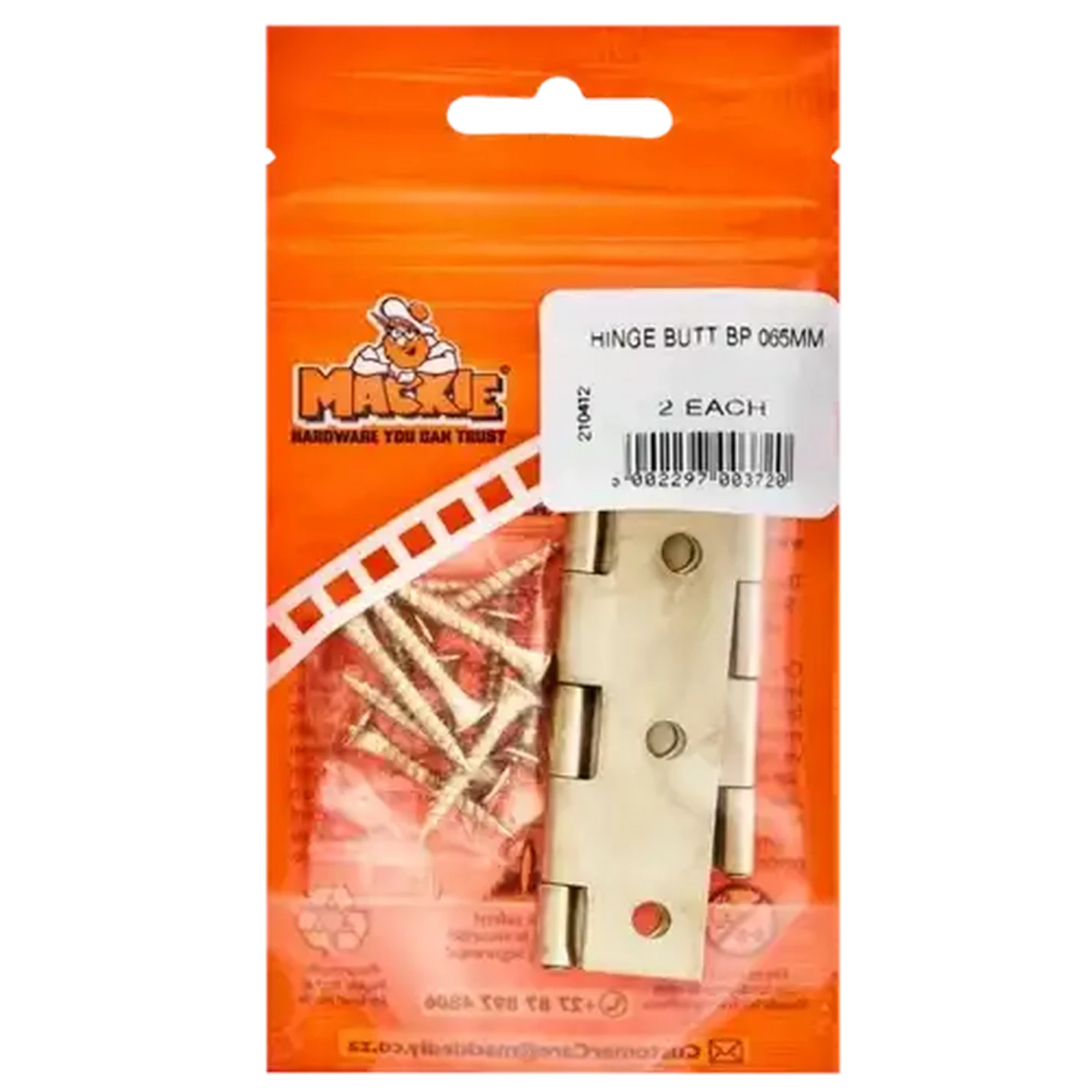 Image of Mackie Butt Hinge 65mm