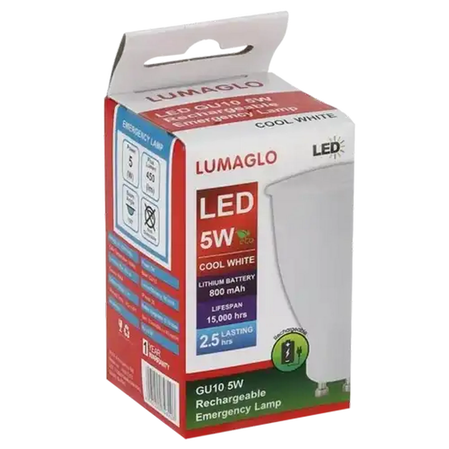 Image of Lumaglo GU10 LED Rechargeable Lamp Globe 5W