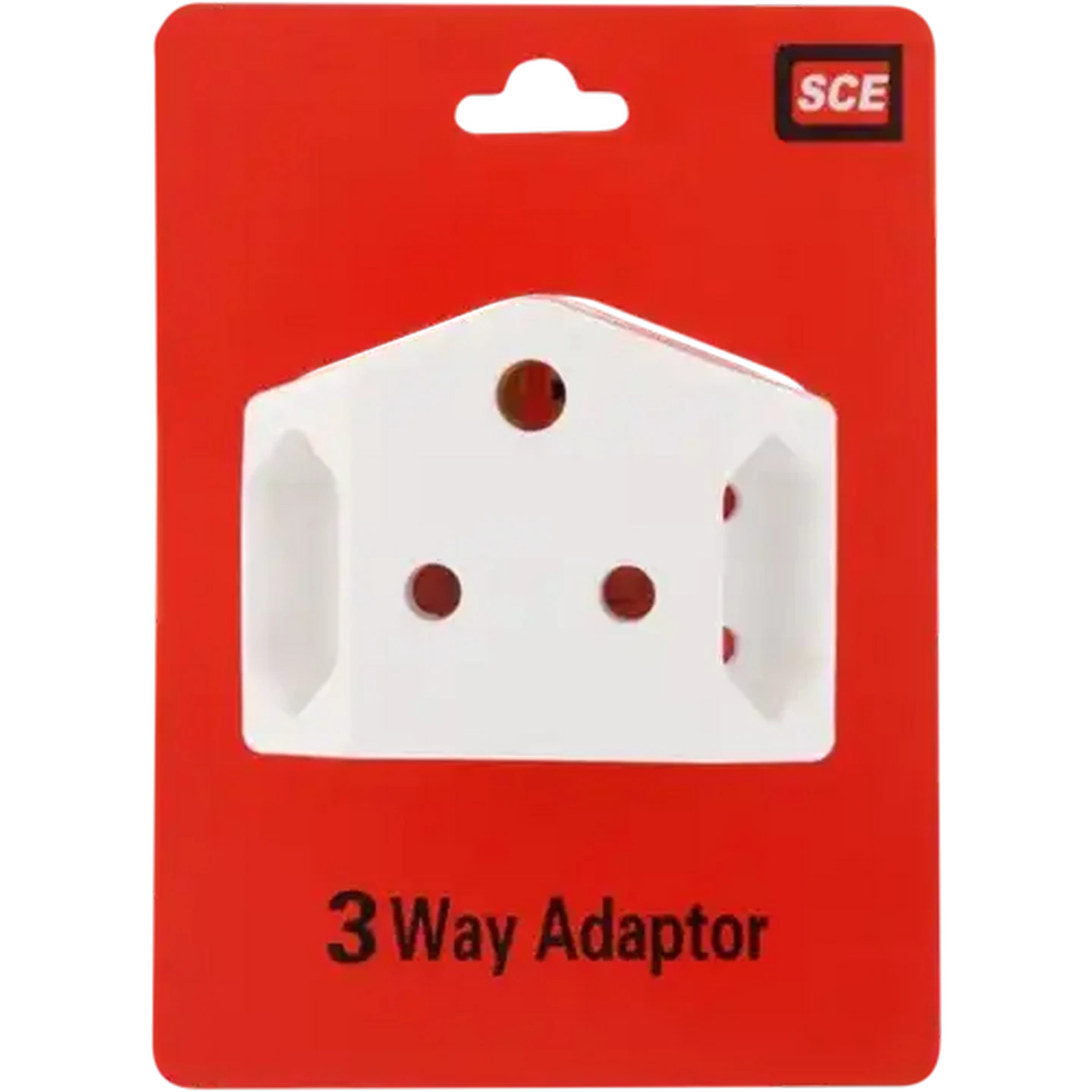 Image of SCE White 3 Way Adaptor 3-Pin And 2-Pin 16A