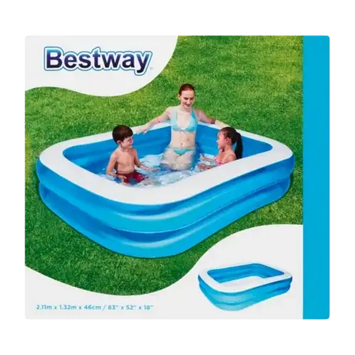 Image of Bestway Blue Rectangular Family Pool  211 x 142 x 46cm
