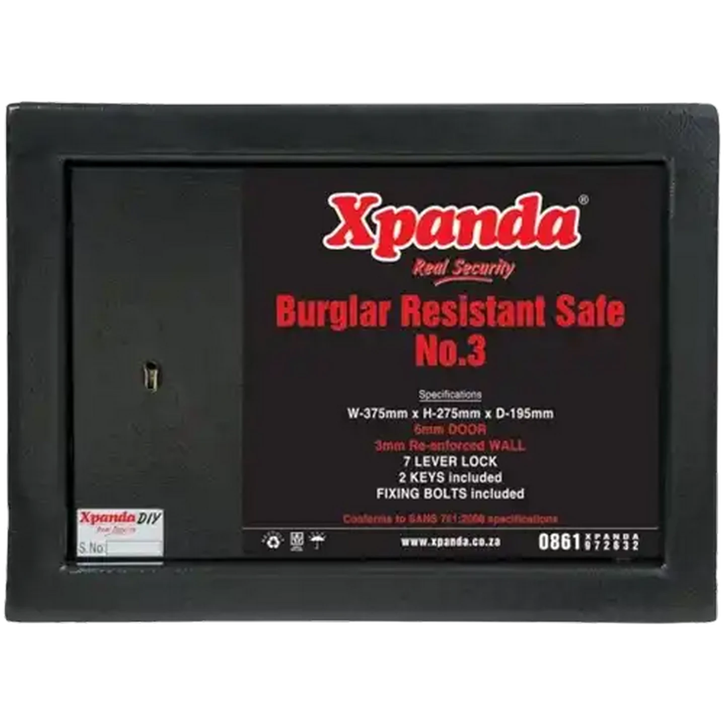 Image of Xpanda No.3 Burglar Resistant Box Safe 375 x 275 x 195mm