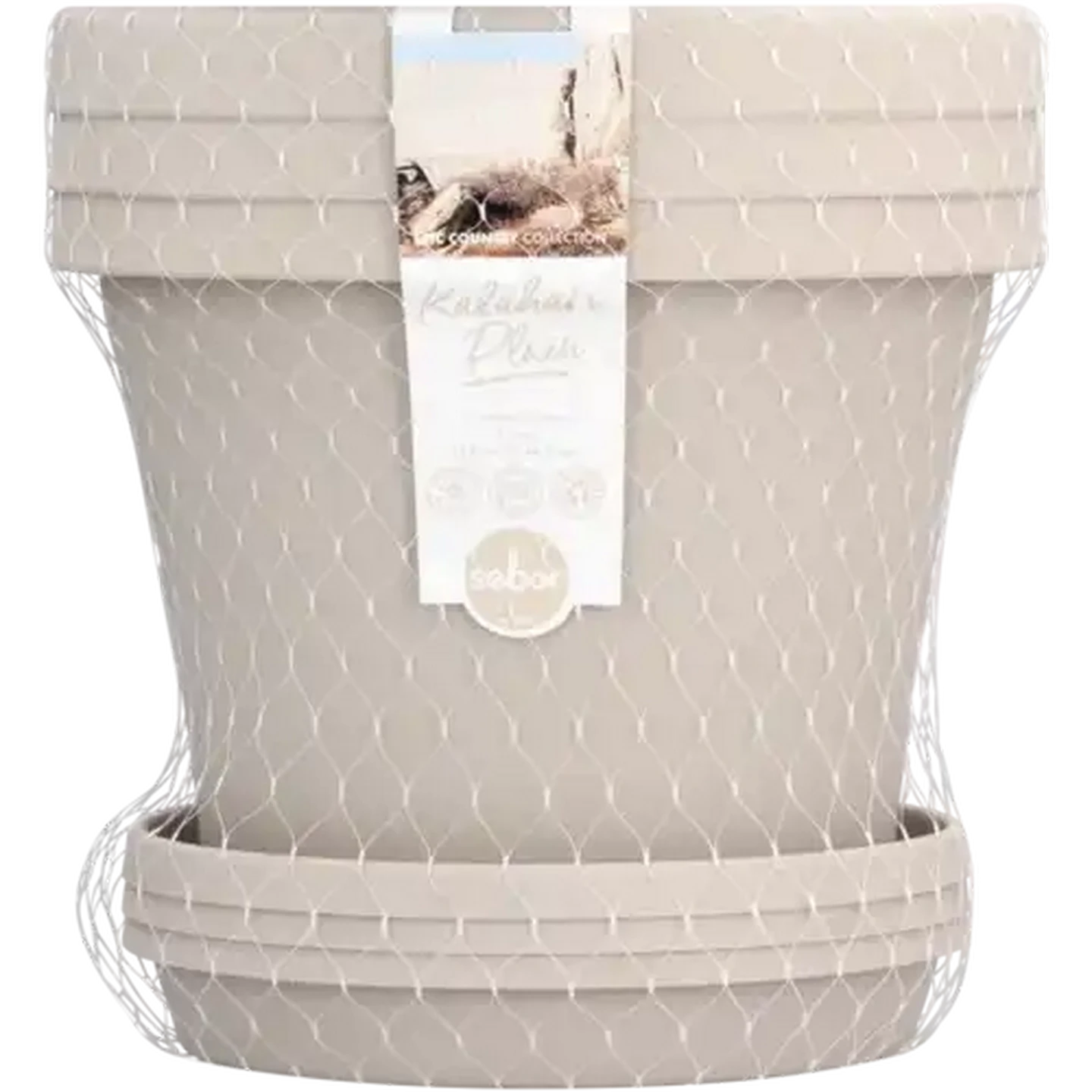 Image of Sebor Beige Kalahari Pot Plant Set 25cm 3 Piece