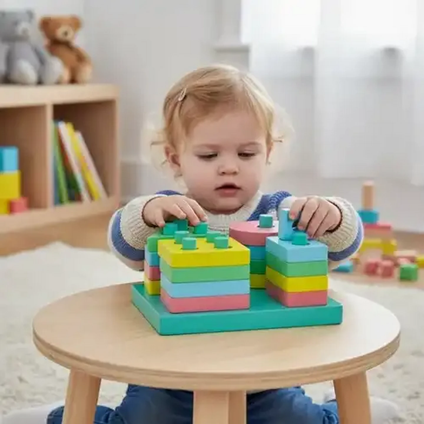 Image of Jolly Tots Wood Stack Toy 12 Months +