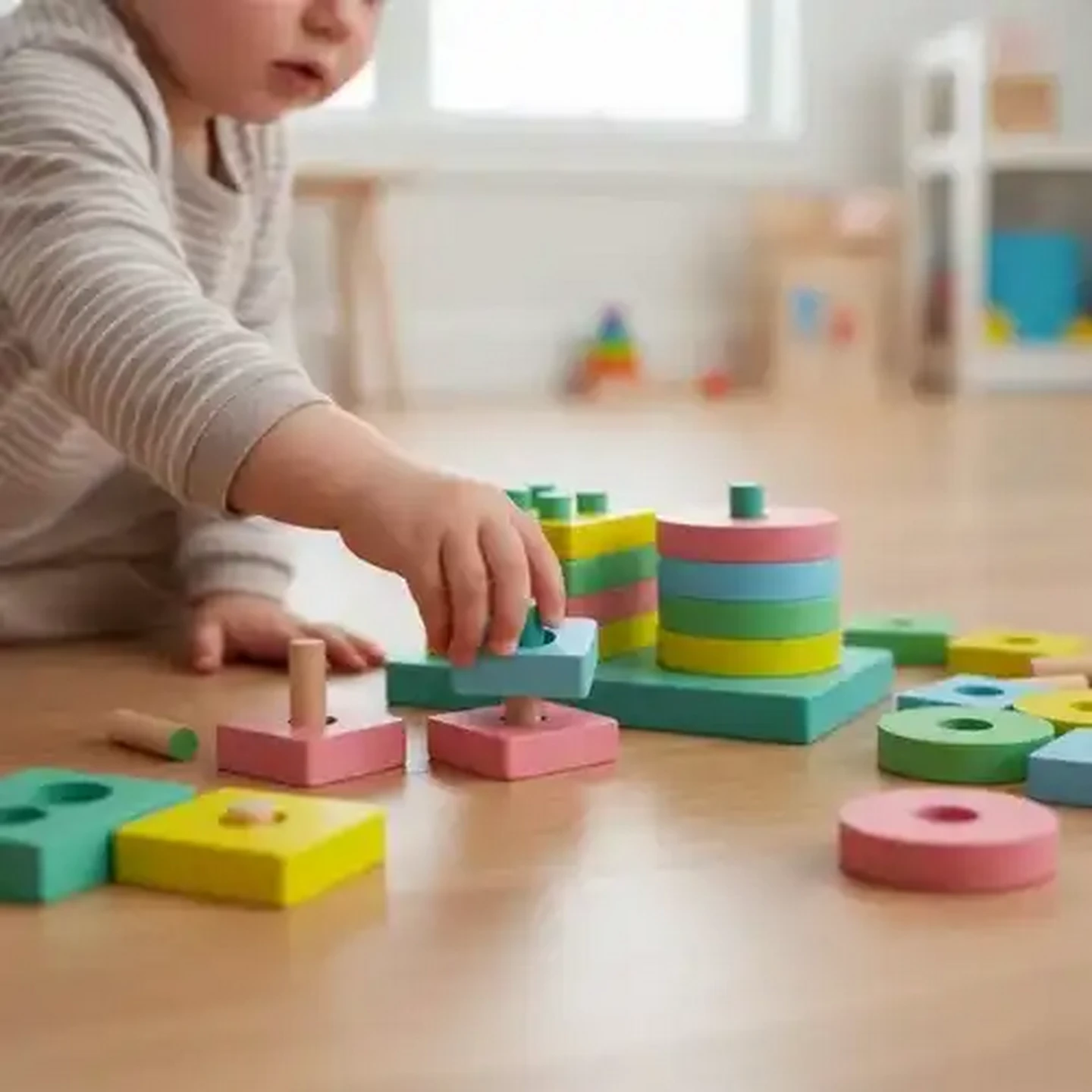 Image of Jolly Tots Wood Stack Toy 12 Months +