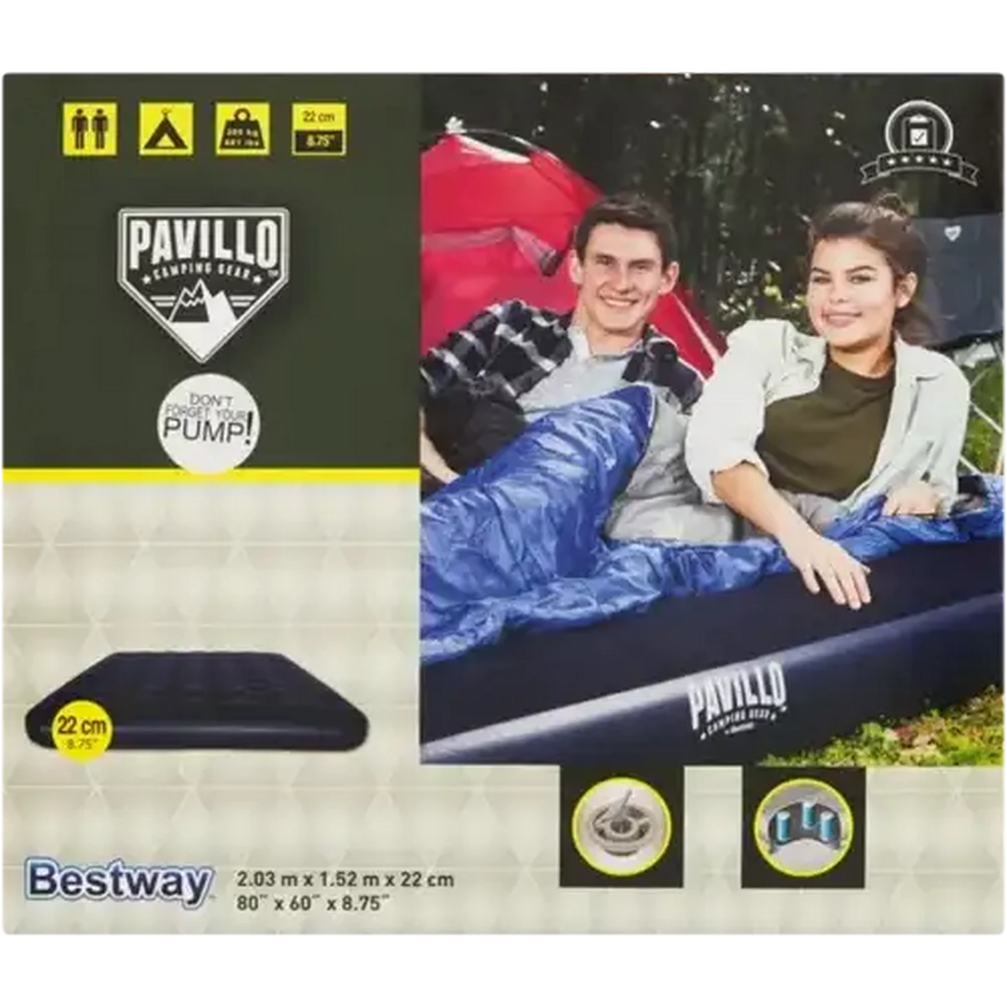 Image of Bestway Pavillo Flocked Navy Blue Queen Air Mattress