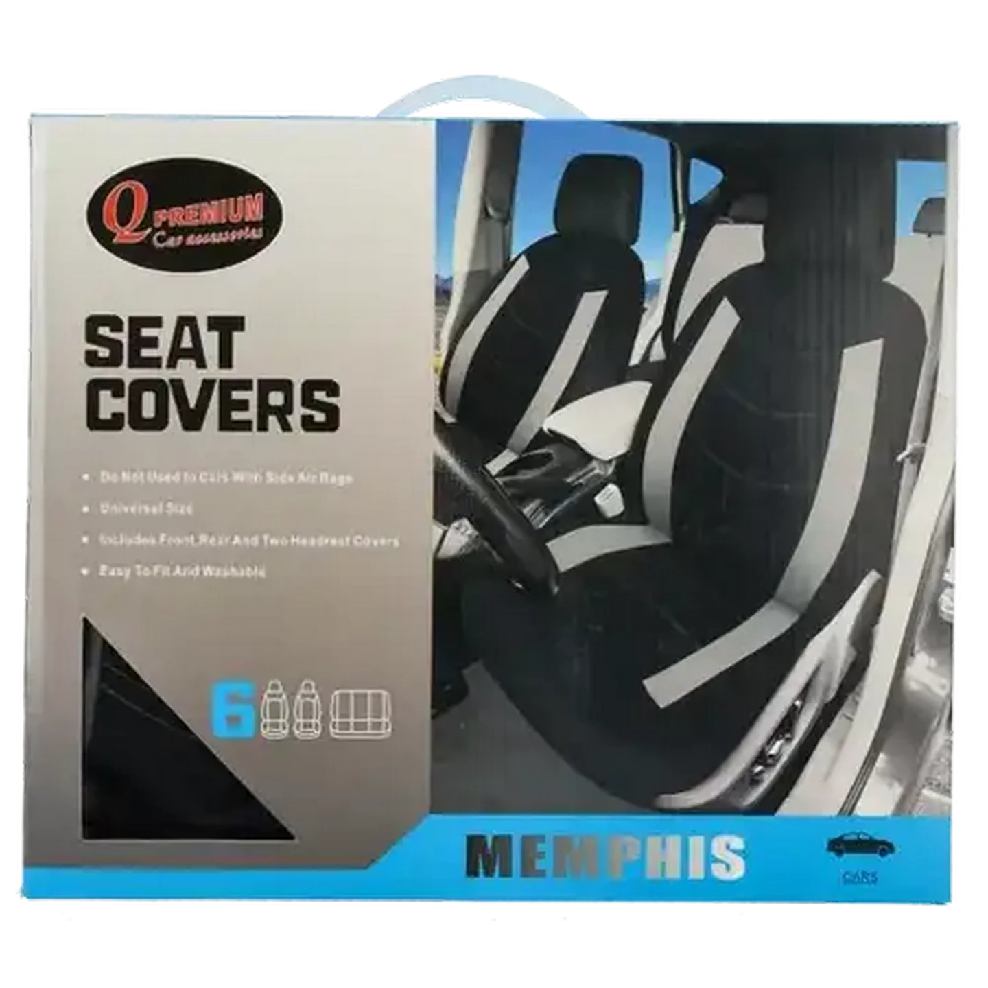 Image of Q Premium Memphis Car Seat Covers 6 Piece