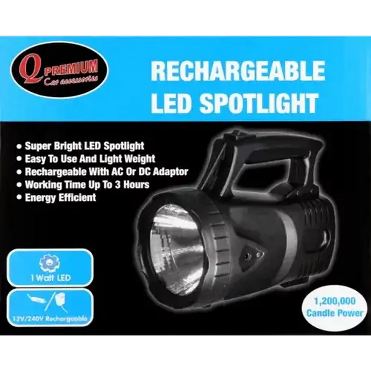 Checkers Sixty60 | Q Premium Black Rechargeable LED Spotlight