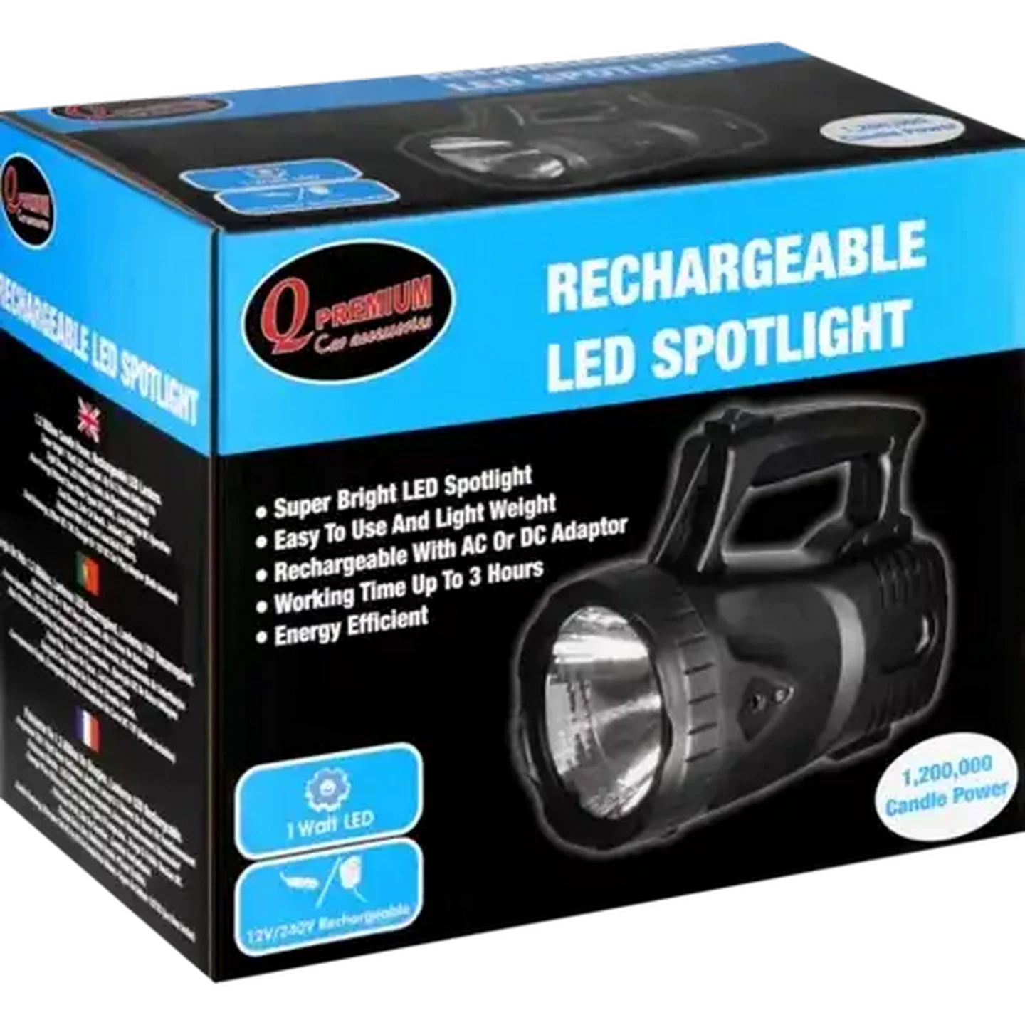 Image of Q Premium Black Rechargeable LED Spotlight