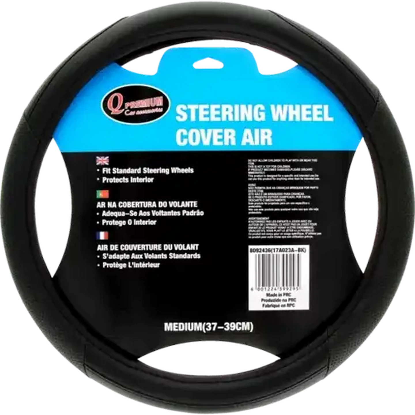 Image of Q Premium Medium Black Air Steering Wheel Cover