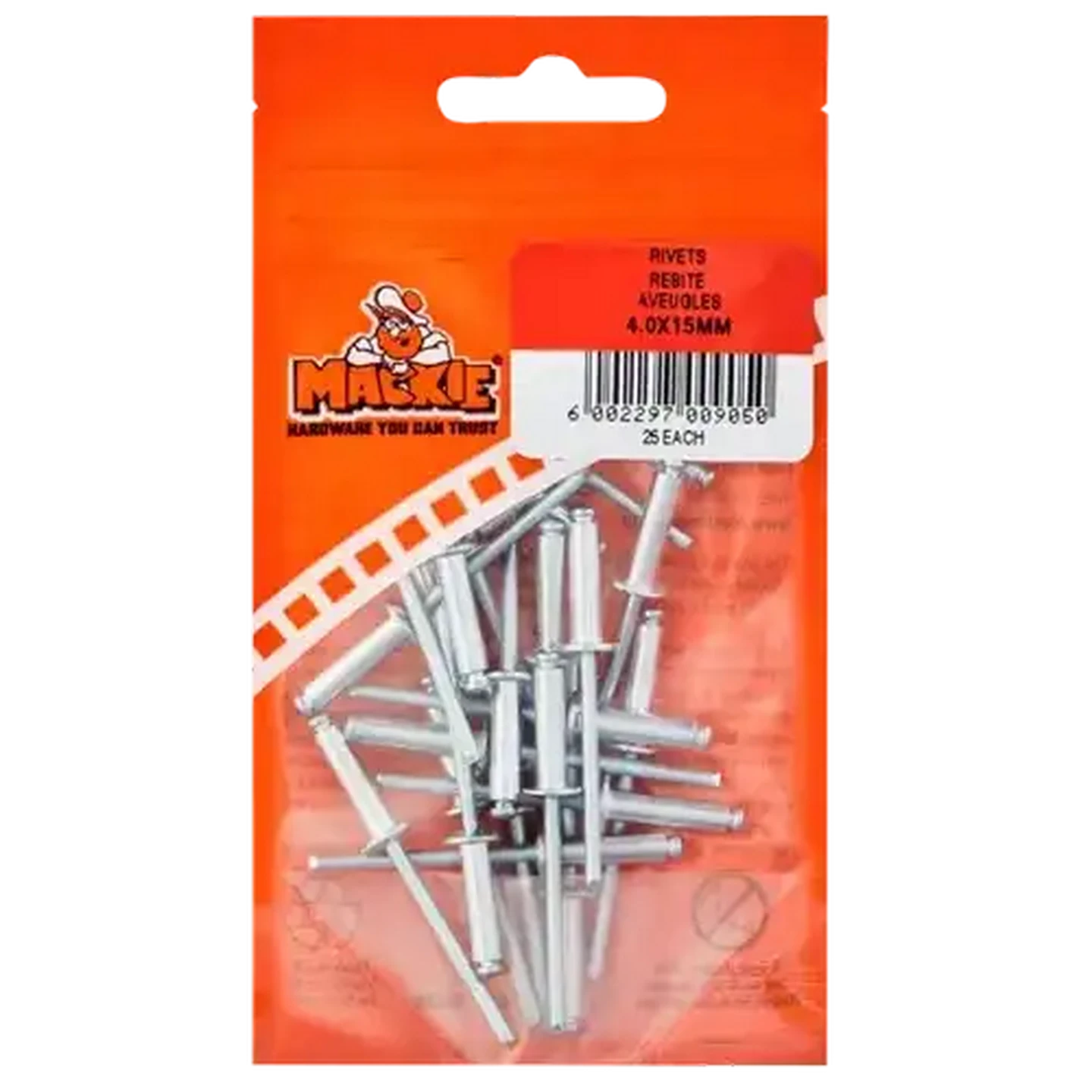 Image of Mackie Pop Rivet 4.0 x 15mm 25 Piece