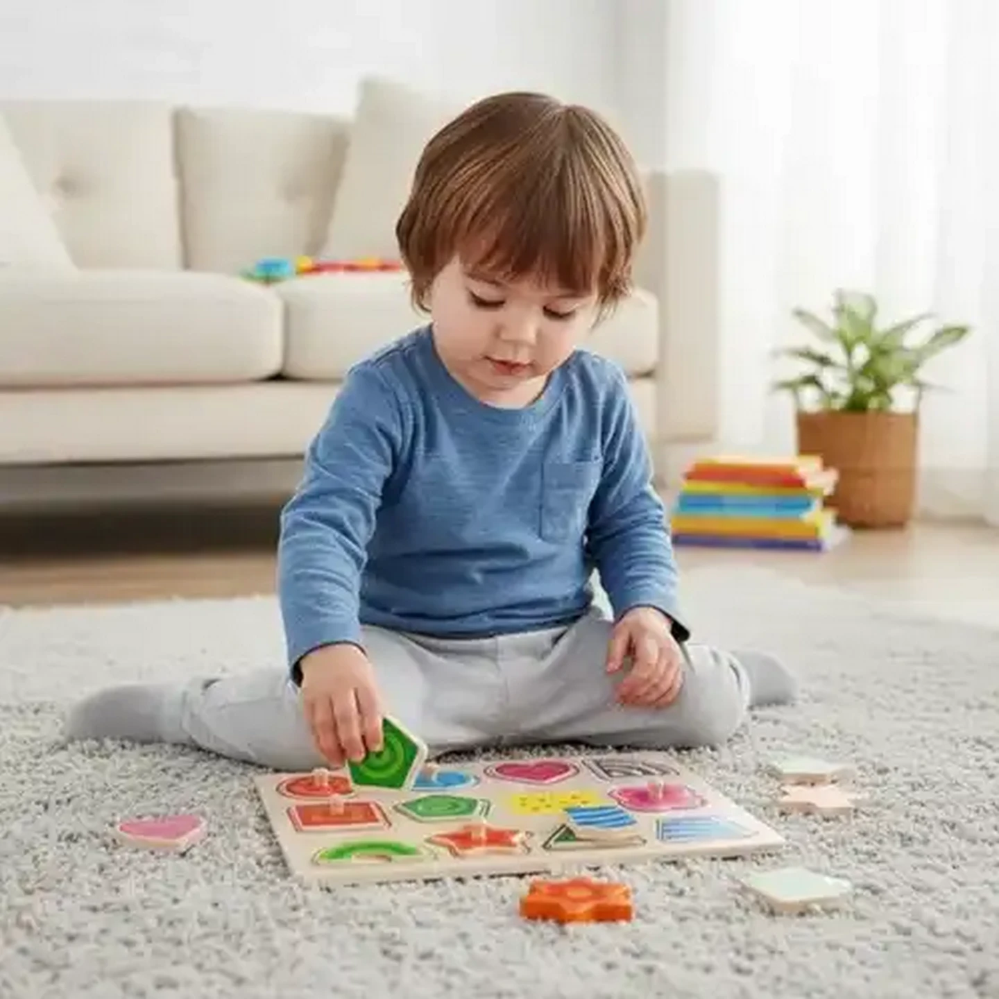 Image of Jolly Tots Wooden Shape Puzzle 12 Piece 18 Months +