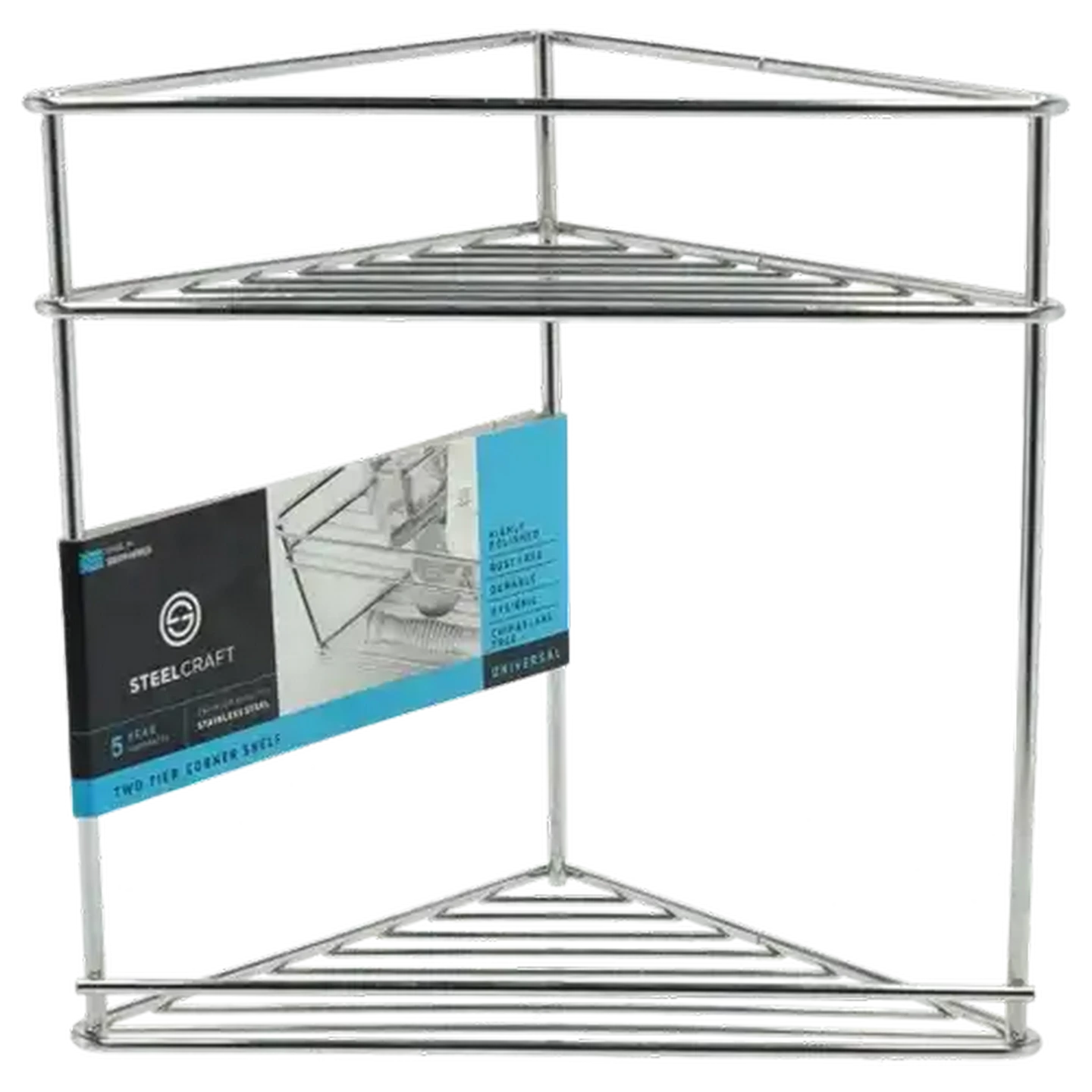 Image of Steelcraft Universal Two Tier Stainless Steel Corner Shelf