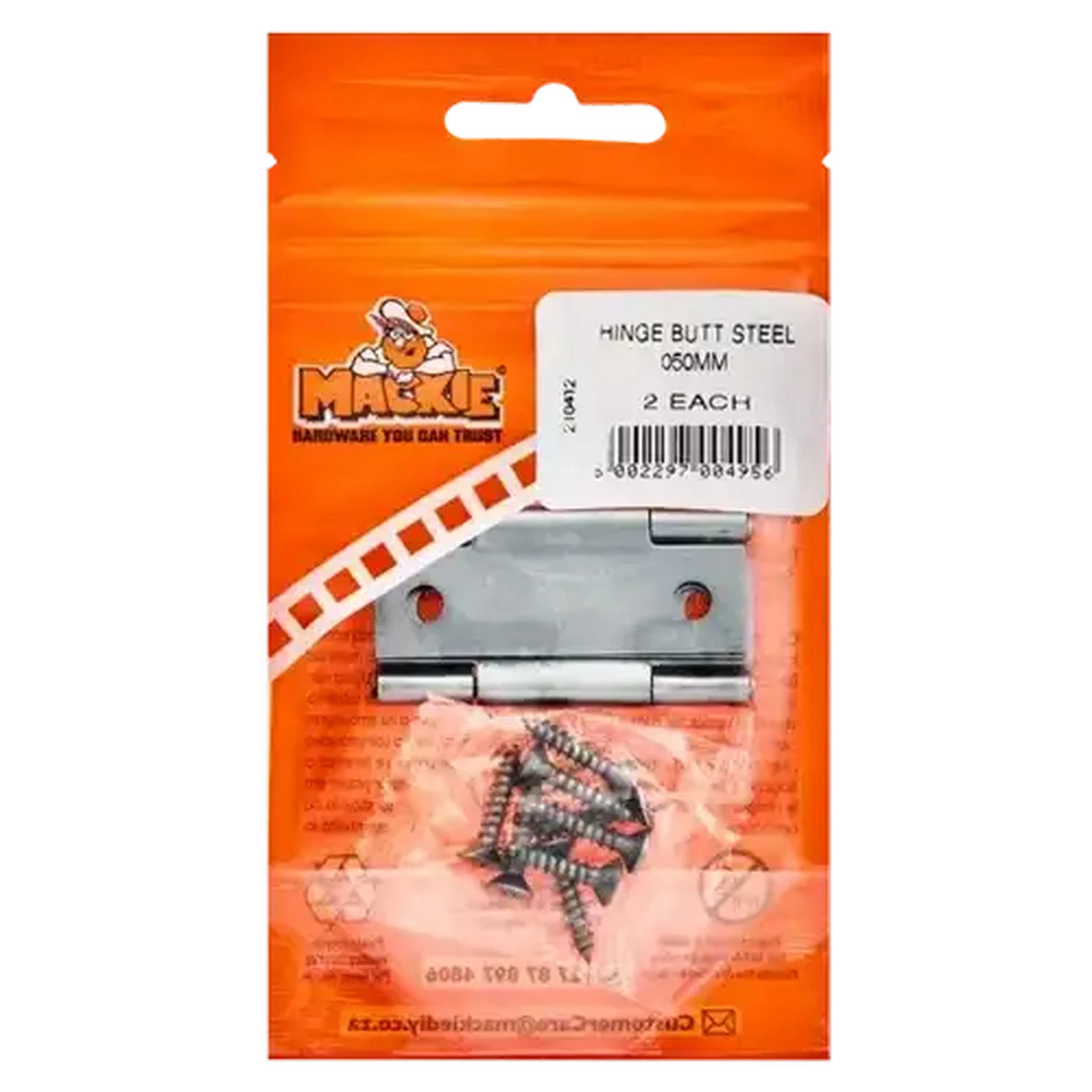Image of Mackie Steel Butt Hinge 50mm