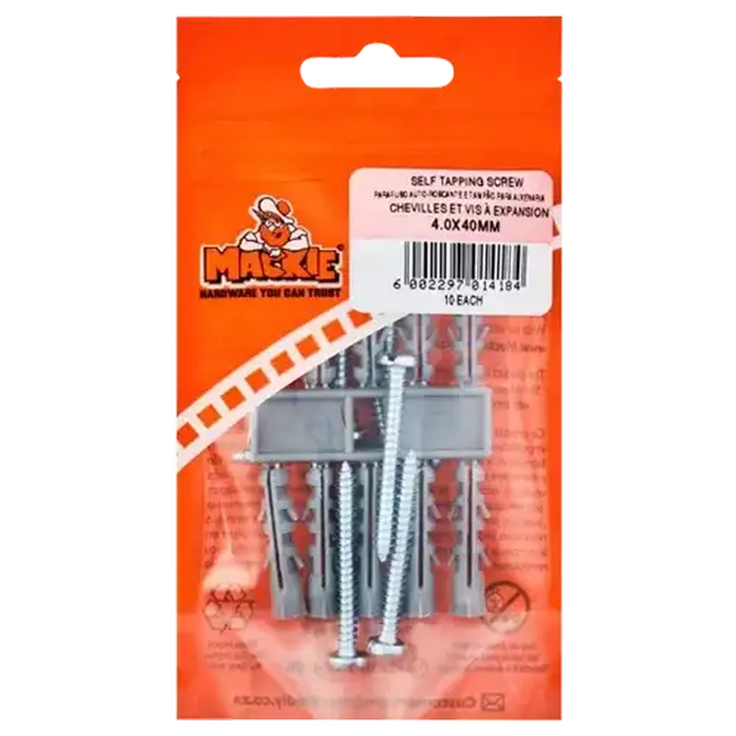 Image of Mackie Screw & Plug 4.0 x 40mm 10 Piece