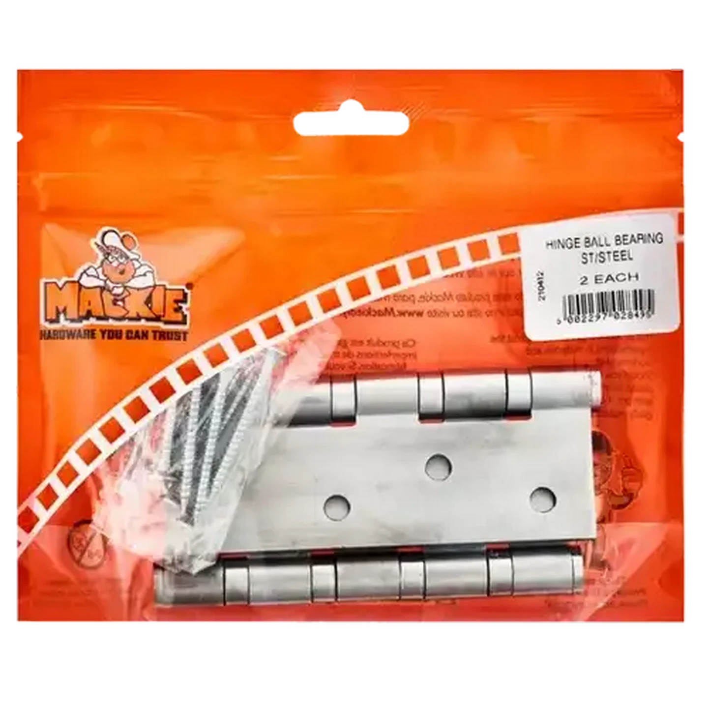 Image of Mackie Stainless Steel Bearing Butt Hinge 100mm x 75mm x 2mm