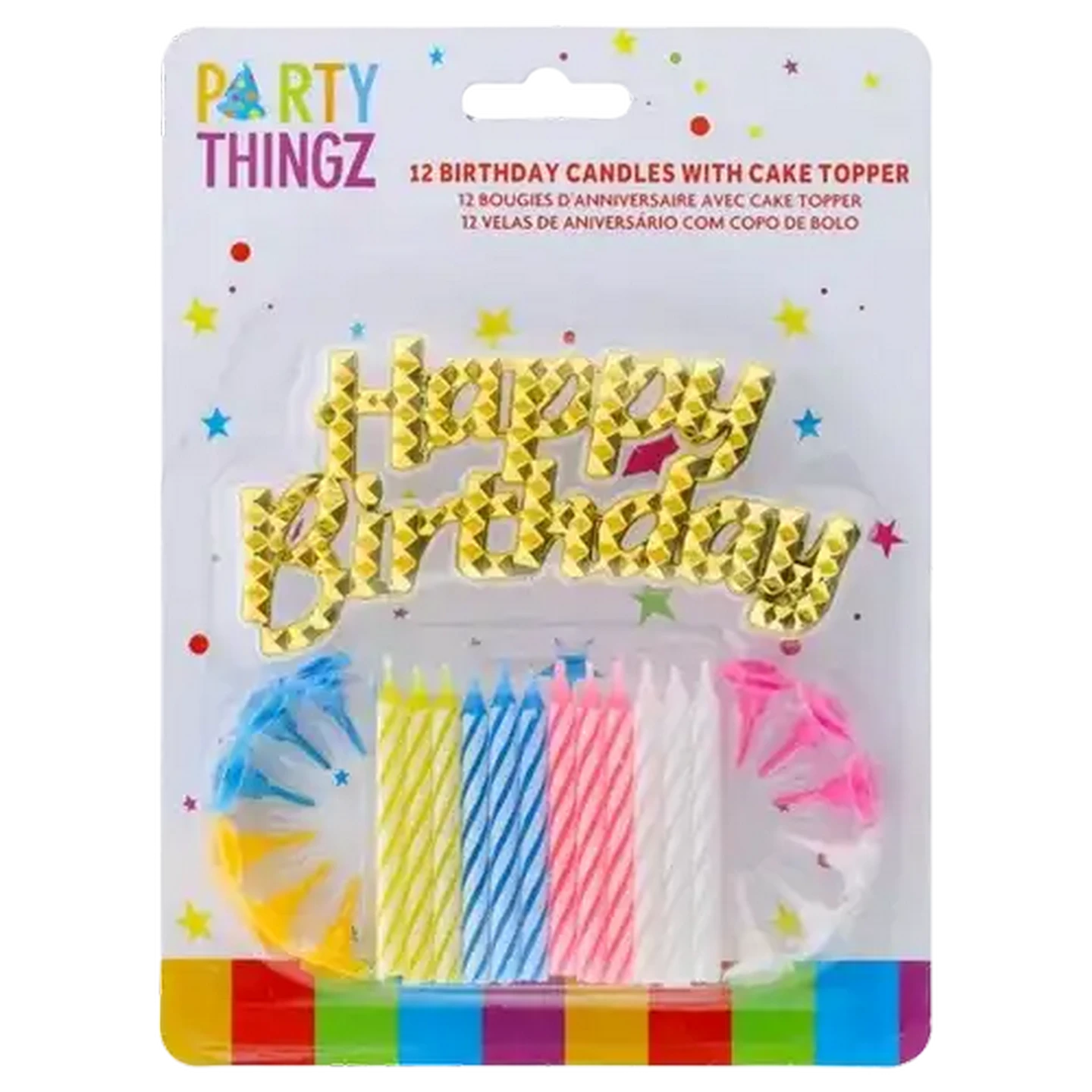 Image of Party Thingz Candles With Cake Topper 12 Piece