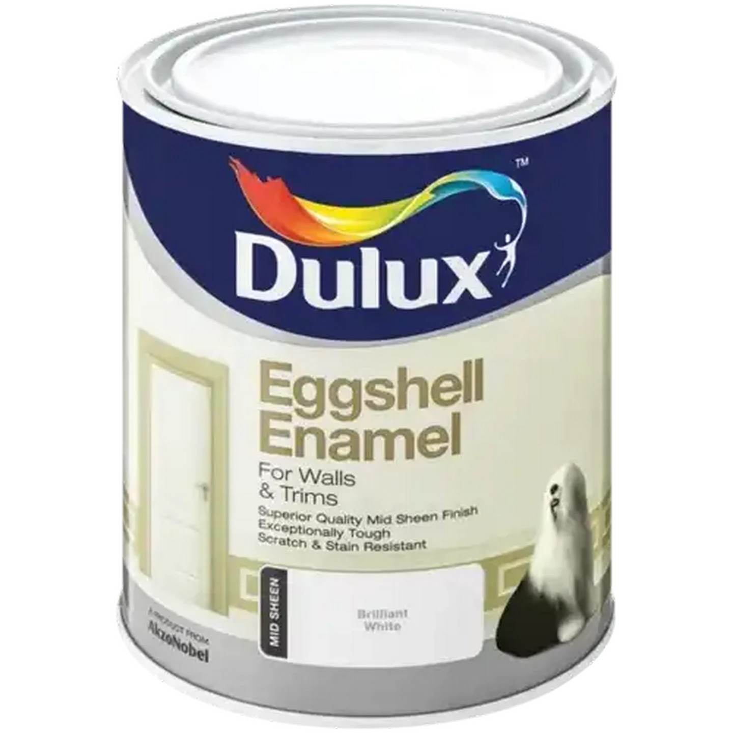 Image of Dulux Brilliant White Mid Sheen Eggshell Enamel 1L
