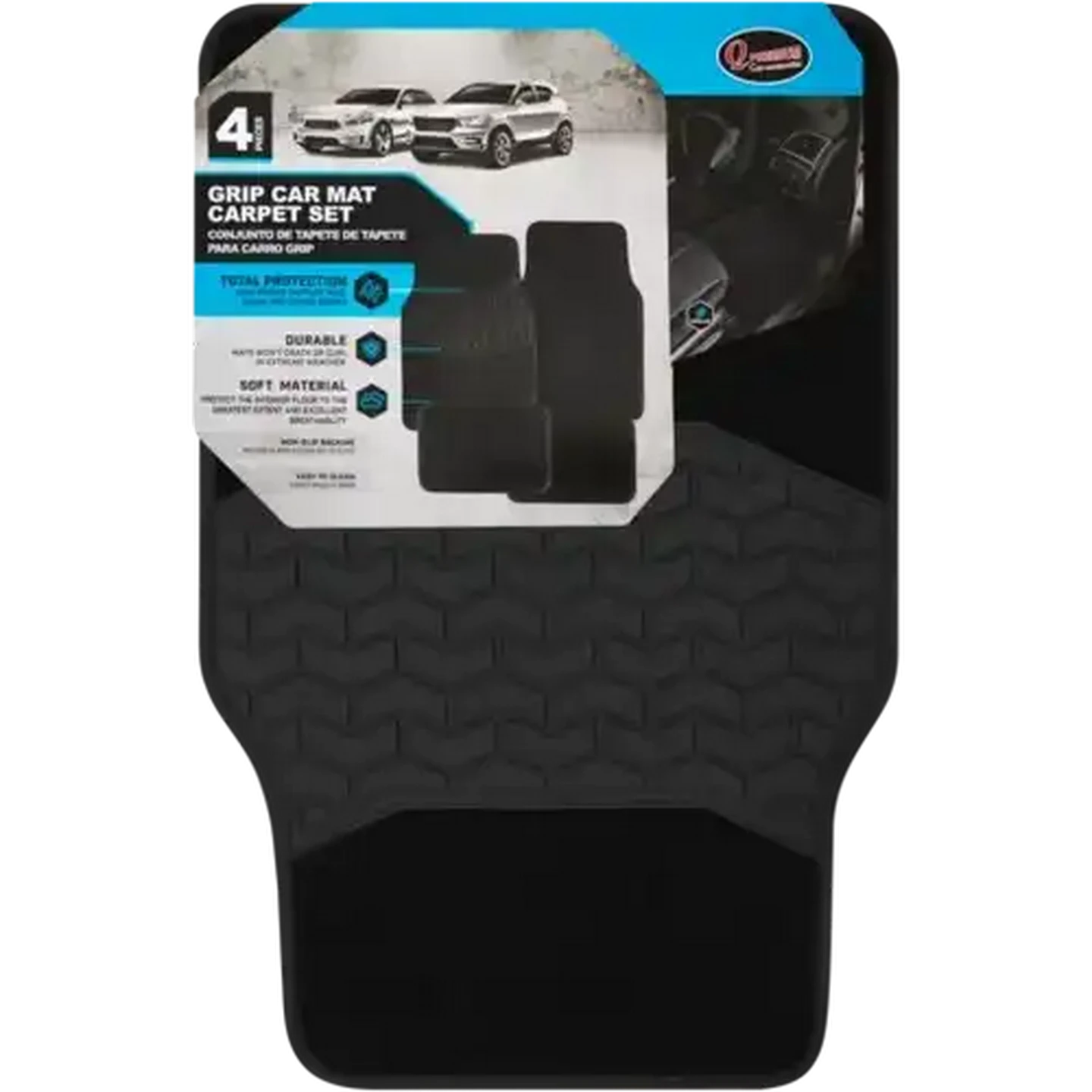 Image of Q Premium Grip Carpet Car Mat Set 4 Piece