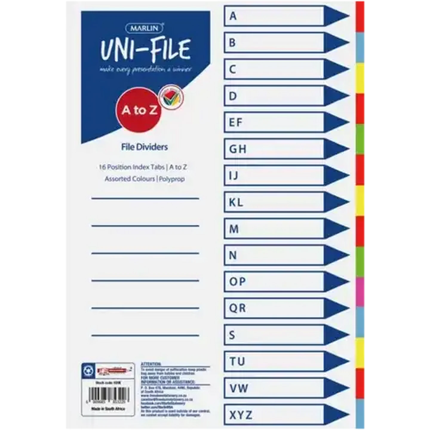 Checkers Sixty60 | Marlin Uni-File A4 A-Z Tab File Dividers 16-Pack