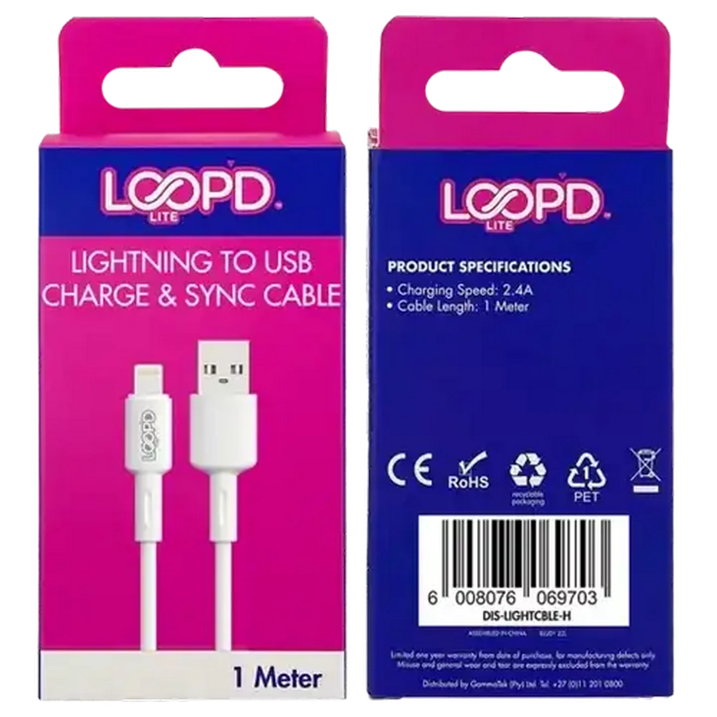 Image of LOOP'D Lite Lightning to USB Charge & Sync Cable 1m