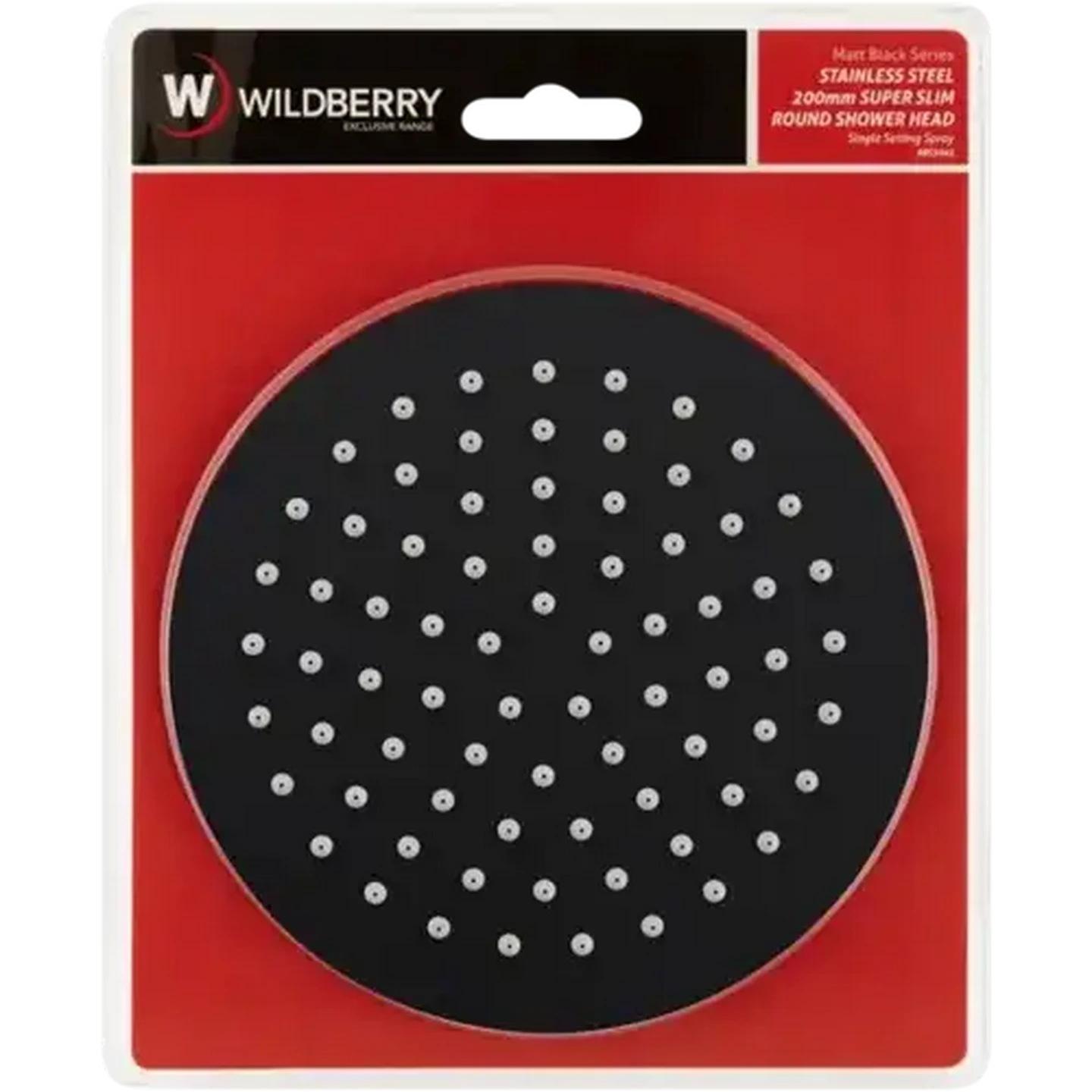 Image of Wildberry Matte Black Super Slim Round Shower Head 200mm