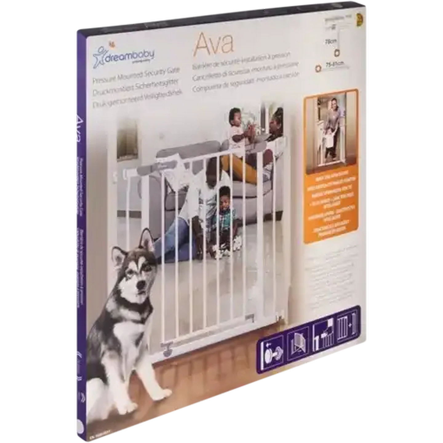 Image of Dreambaby Ava White Pressure Mounted Baby Security Gate 75-81cm