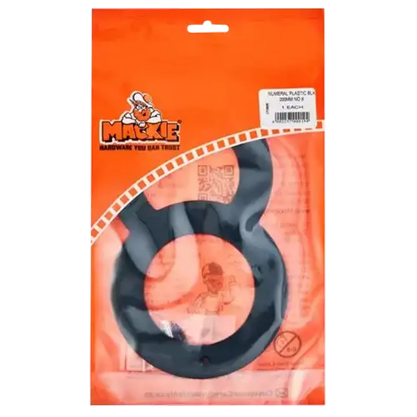 Image of Mackie Black No. 8 Plastic Number 200mm