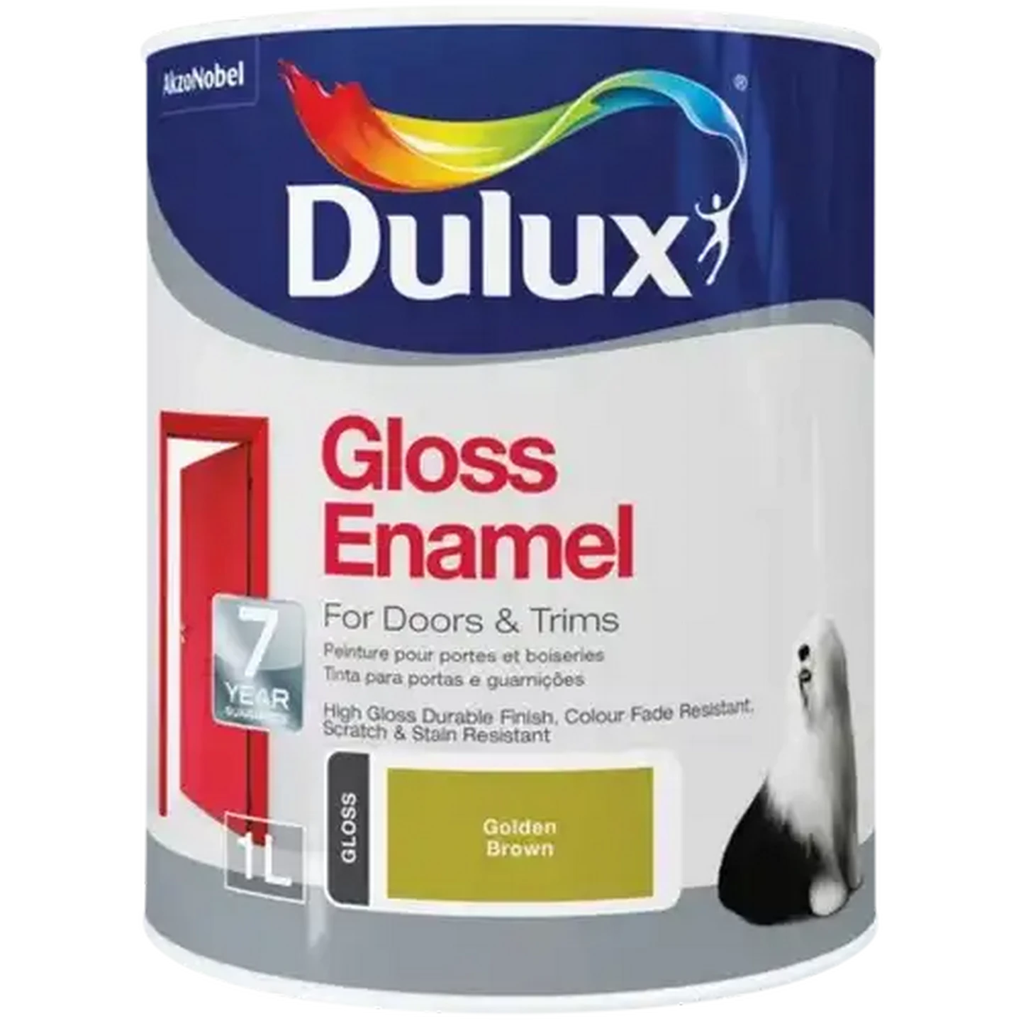 Image of Dulux Golden Brown Gloss Enamel Paint 1L