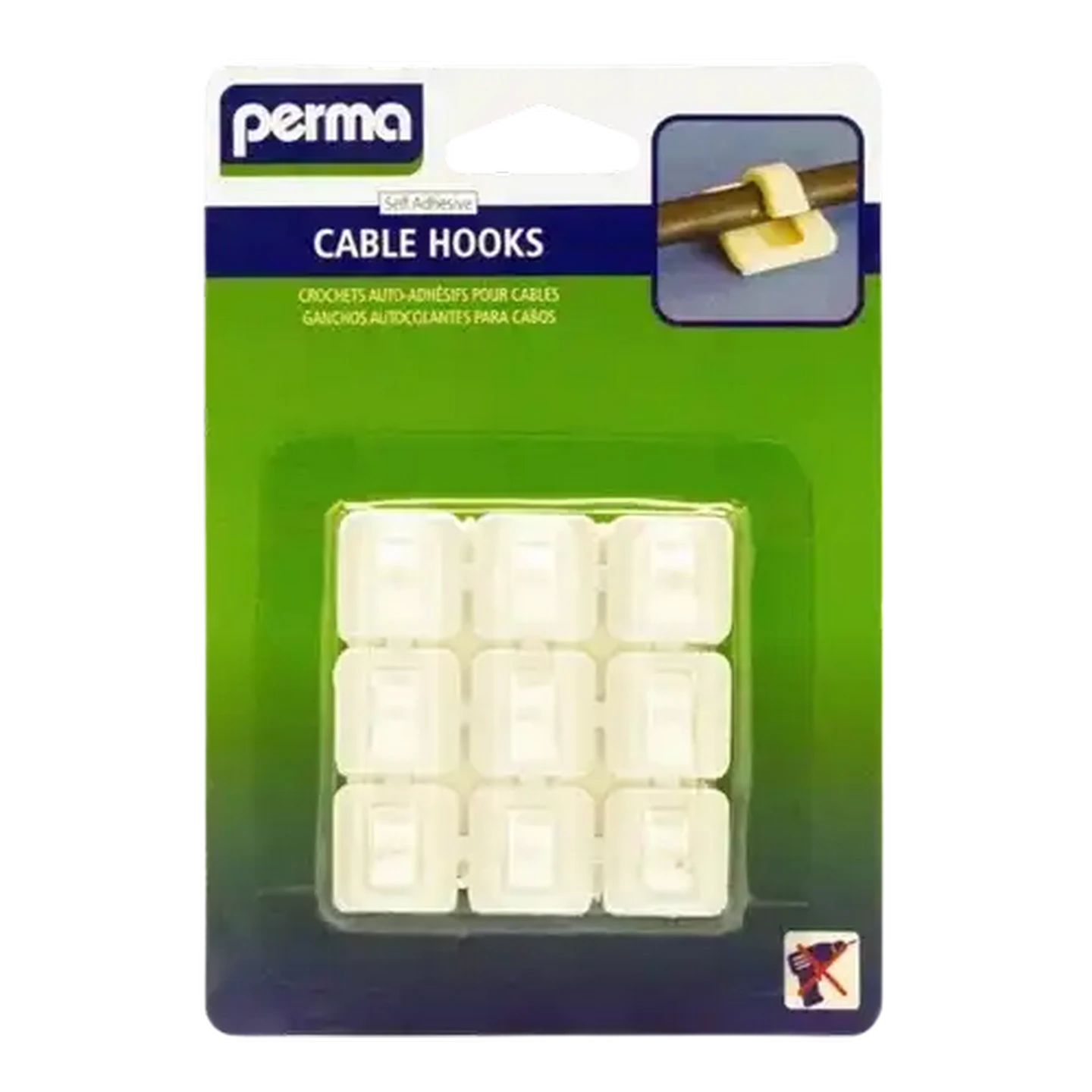 Image of Perma Adhesive Cable Hooks 9-Pack